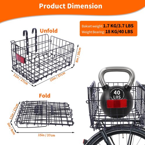 Dog Bike Carrier Basket, Dog Basket for Bike, Lightweight Bicycle Carrier for Small Pets Cats Outdoor Riding,Suitable for Rear/Front of Bicycle - Large Capacity Ebike Accessoriest for Fruit & Grocery
