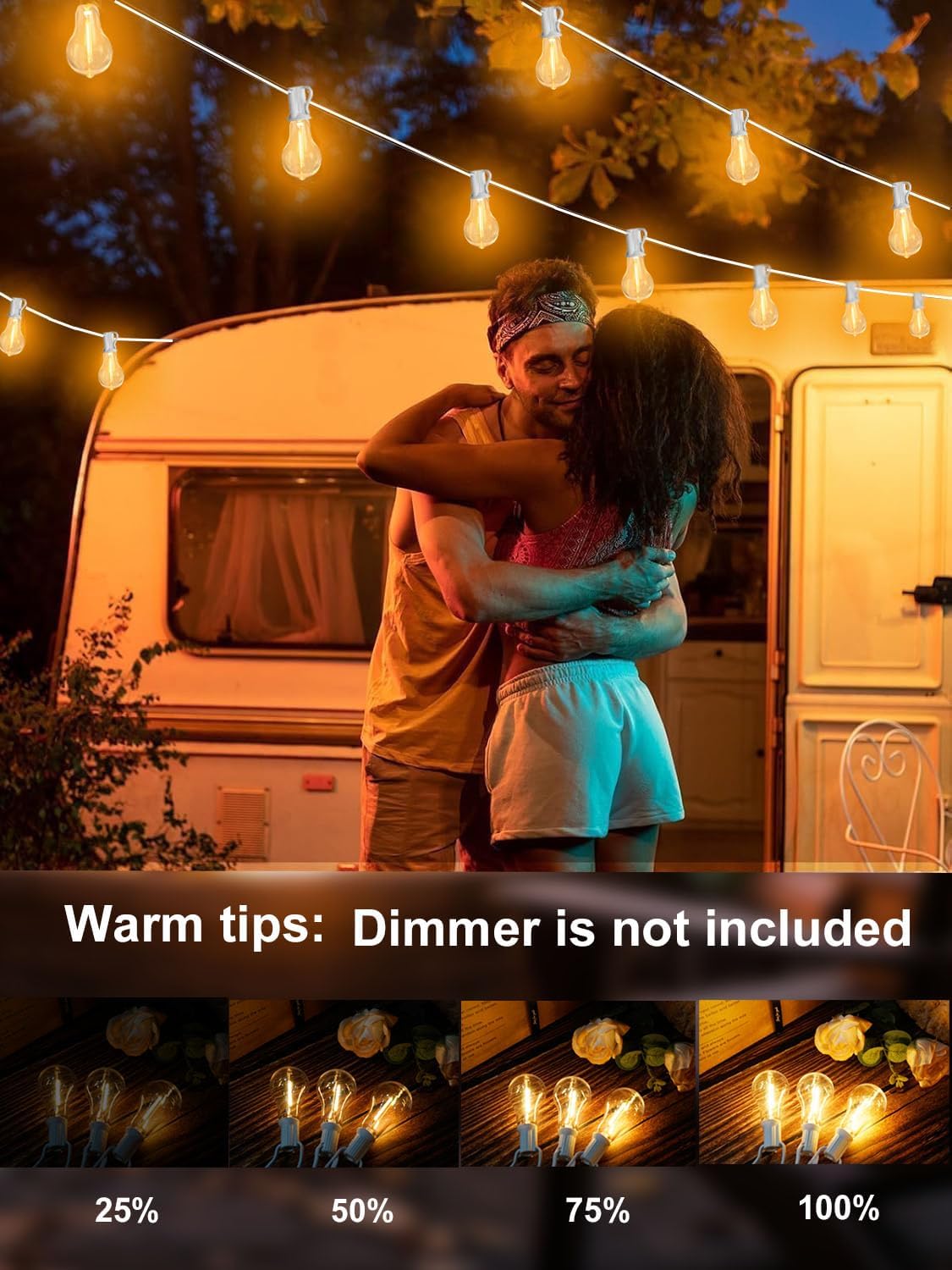 200FT Waterproof LED Outdoor String Lights with 100 Shatterproof Edison Bulbs - Dimmable Patio Decor for Backyard & Garden