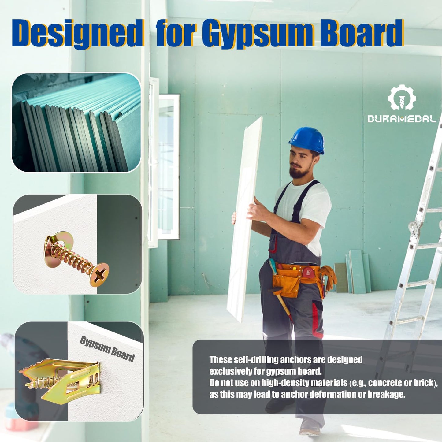 Self Drilling Drywall Anchors with Screws Kit - 100 Pcs 4 Sizes Heavy Duty Metal Expansion Anchors for Sheetrock, No Drill Needed, 50lb Rating, 2025 Upgraded Design