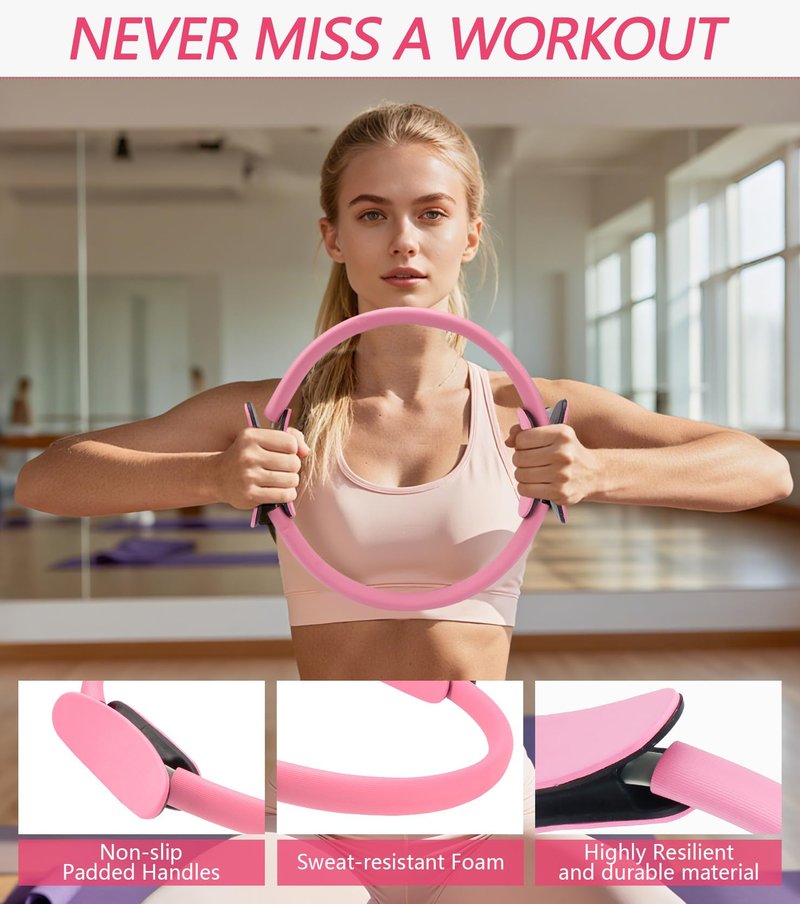 Spearlcable Pilates Ring Ball Set at Home Pilates Equipment Workout Set with Resistance Bands for Beginners Home Workouts Yoga