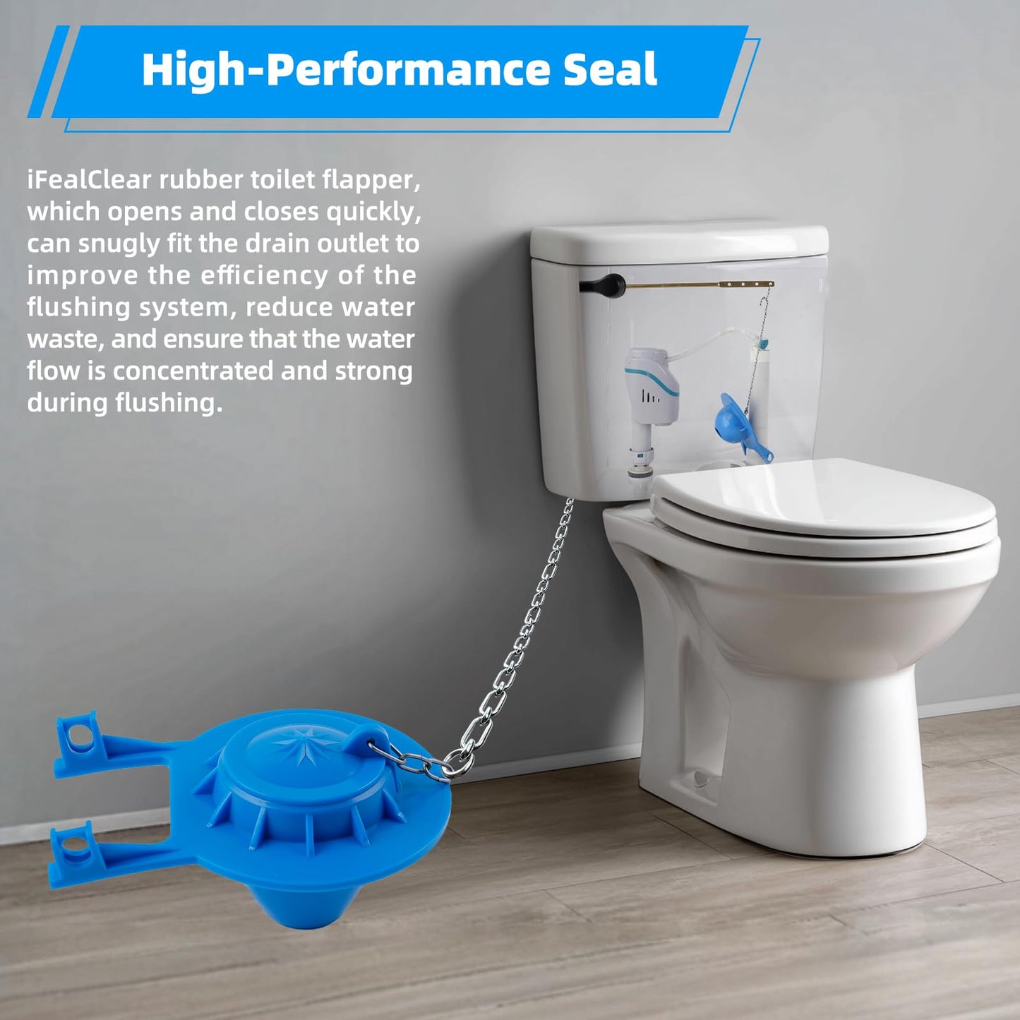 Universal 2-Inch Toilet Flappers Replacement Compatible with Gerber Toto Kohler American Standard, Heavy Duty Rubber Toilet Flapper with Stainless Steel Chain, Water Conserve, Easy Install