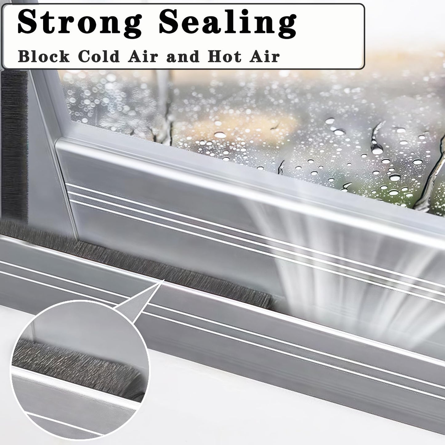 WEZKYLCG Brush Weather Stripping, Door Seal Strip for Door Frame, Self Adhesive Window Insulation Draft Stopper for Winter, Soundproofing Weatherstripping (Grey, 33FT, 0.35'' Wide X 0.2'' Thick)