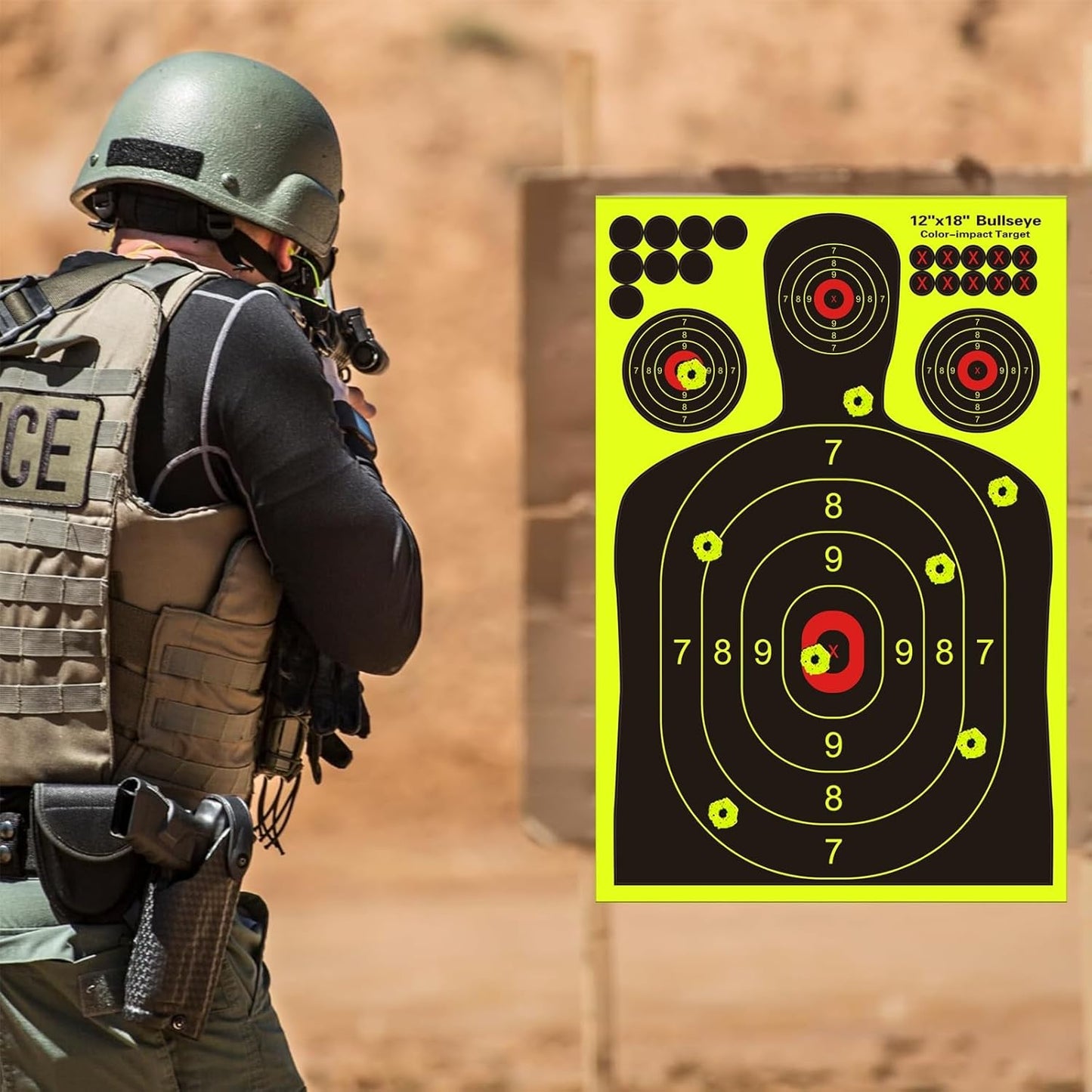 Skiennix Silhouette Splatter Targets - Bright Fluorescent Yellow for Easy Visibility | 12x18 Inch, Multiple Packs Available