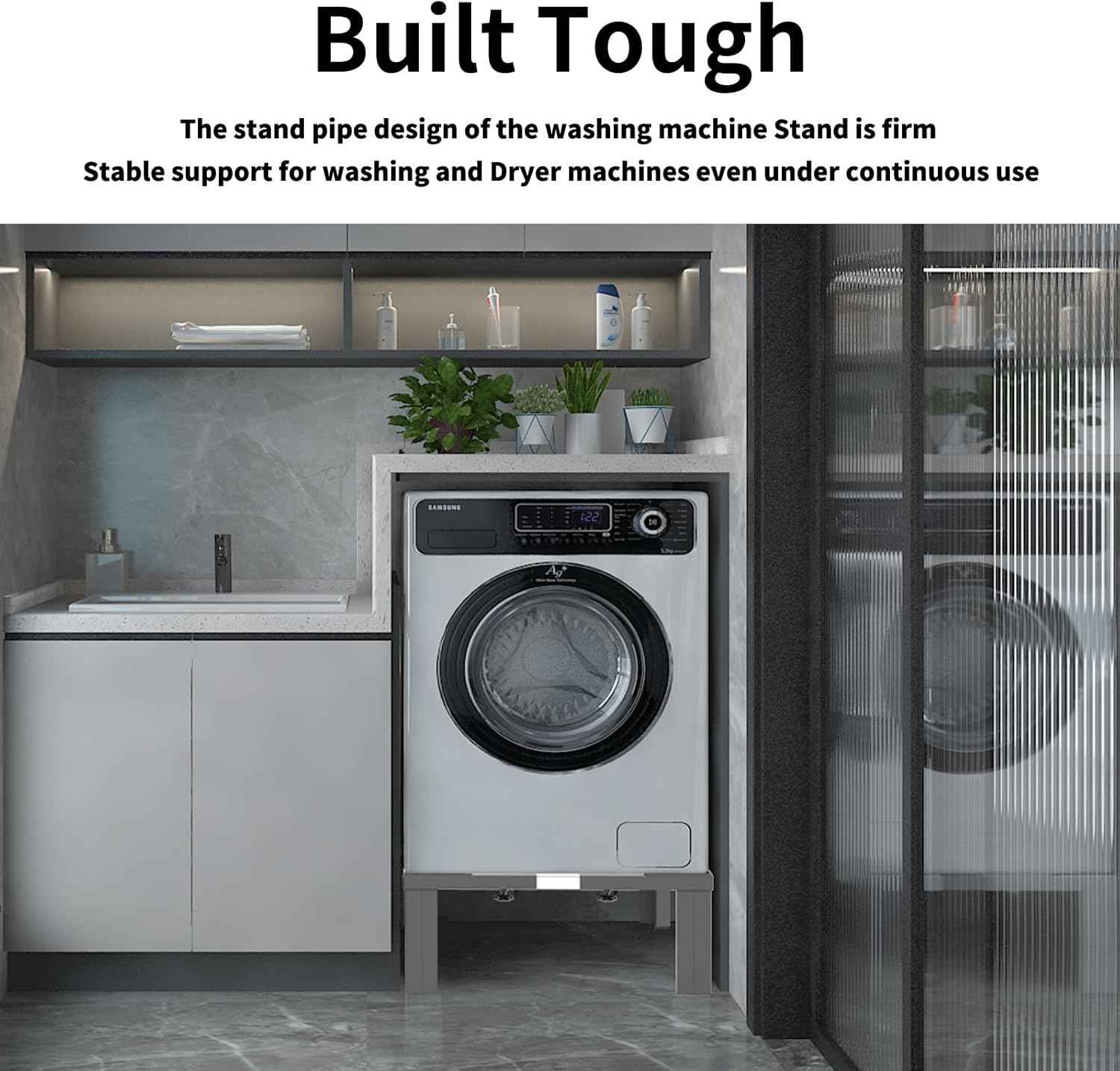 Heavy Duty Stainless Steel Mini Fridge & Washer Dryer Stand with 4 Strong Feet - Universal Appliance Base (Large)