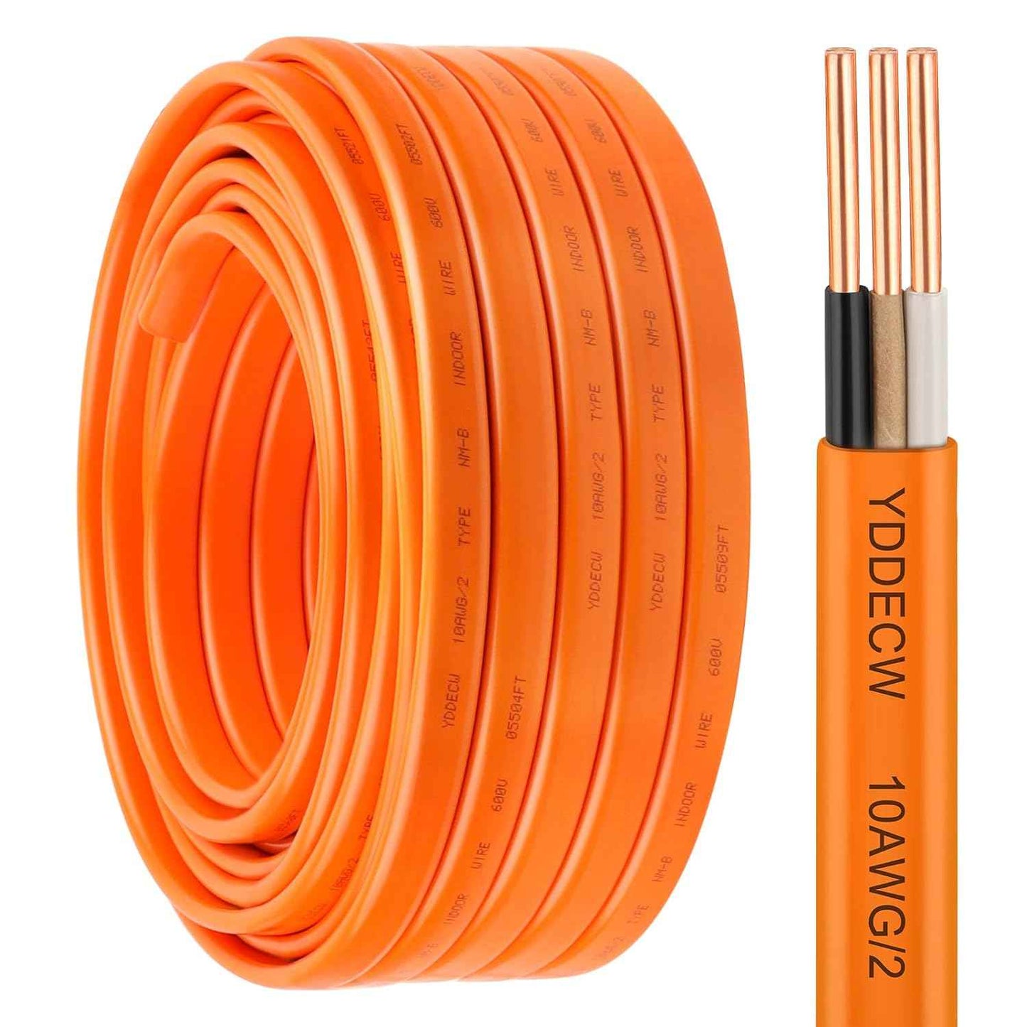 14 Gauge NM-B Wire with Ground - 50FT Pure Copper Indoor Electrical Cable for Outlets & Switches