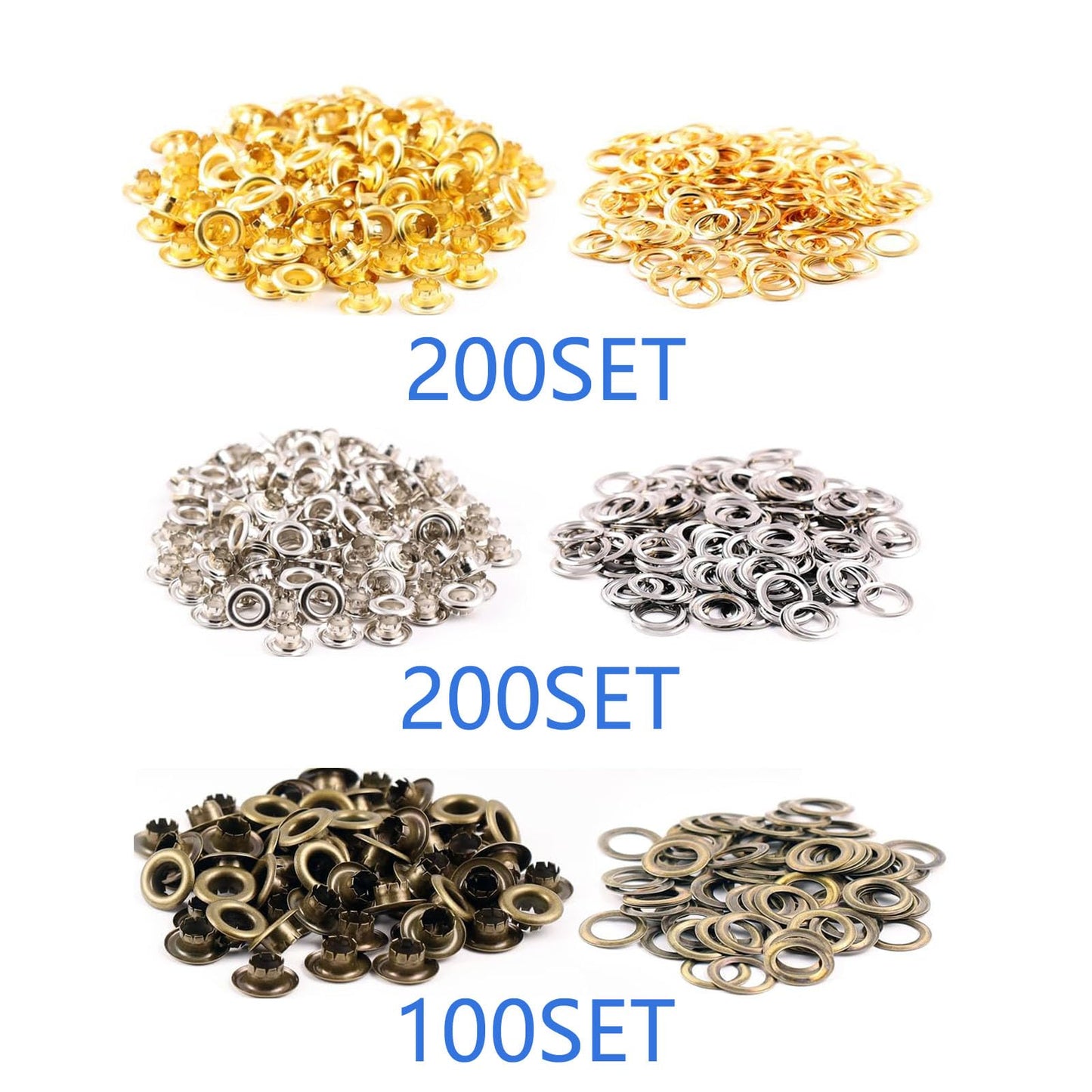 1003Pcs Grommet Tool Kit, 1/4 Inch 6mm(Inside) Grommet Eyelet Pliers Kit with 1000 Metal Eyelets with Washers for Fabric, Leather, Belt, Shoes, Clothes