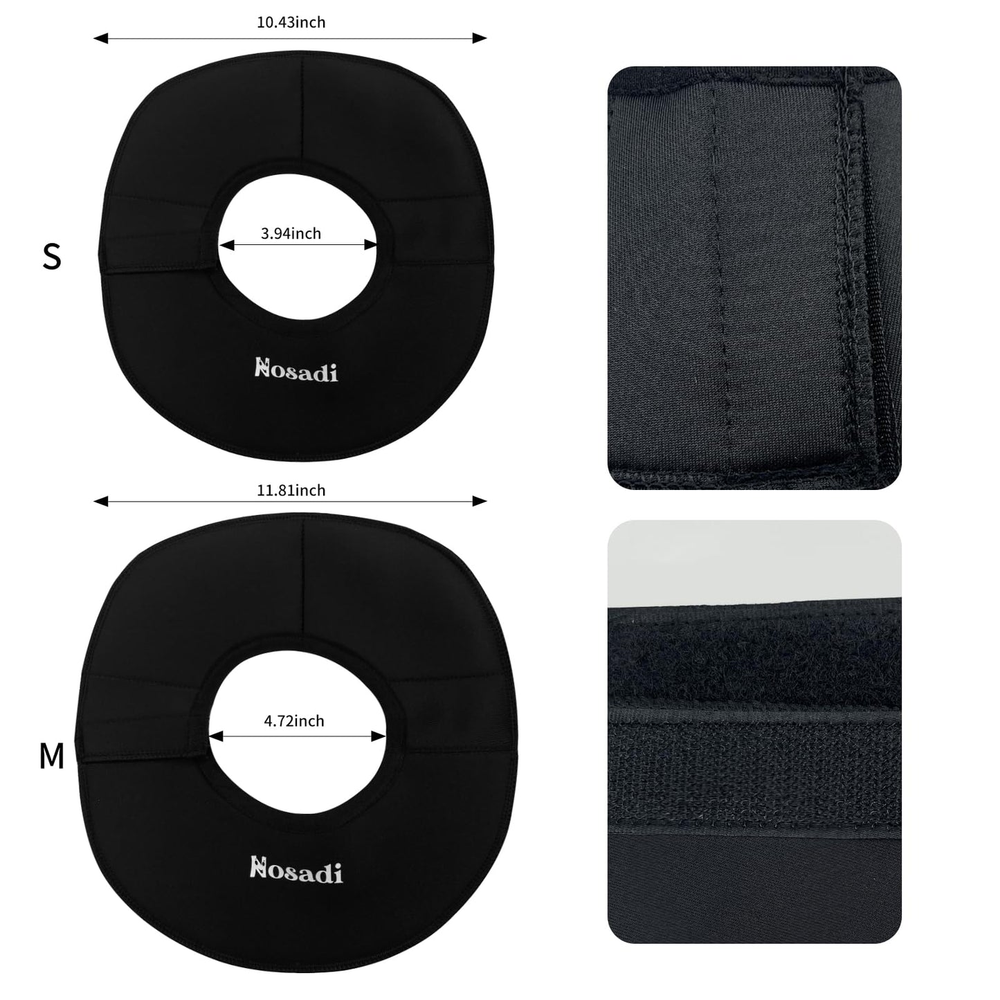 Nosadi Barbell Pad Squat Bar Pad for Neck and Collarbone – Padded Weightlifting Neck Guard for Squats & Lunges – Adjustable Fit with Velcro – Injury Protection – Compact, Washable (Black-M)