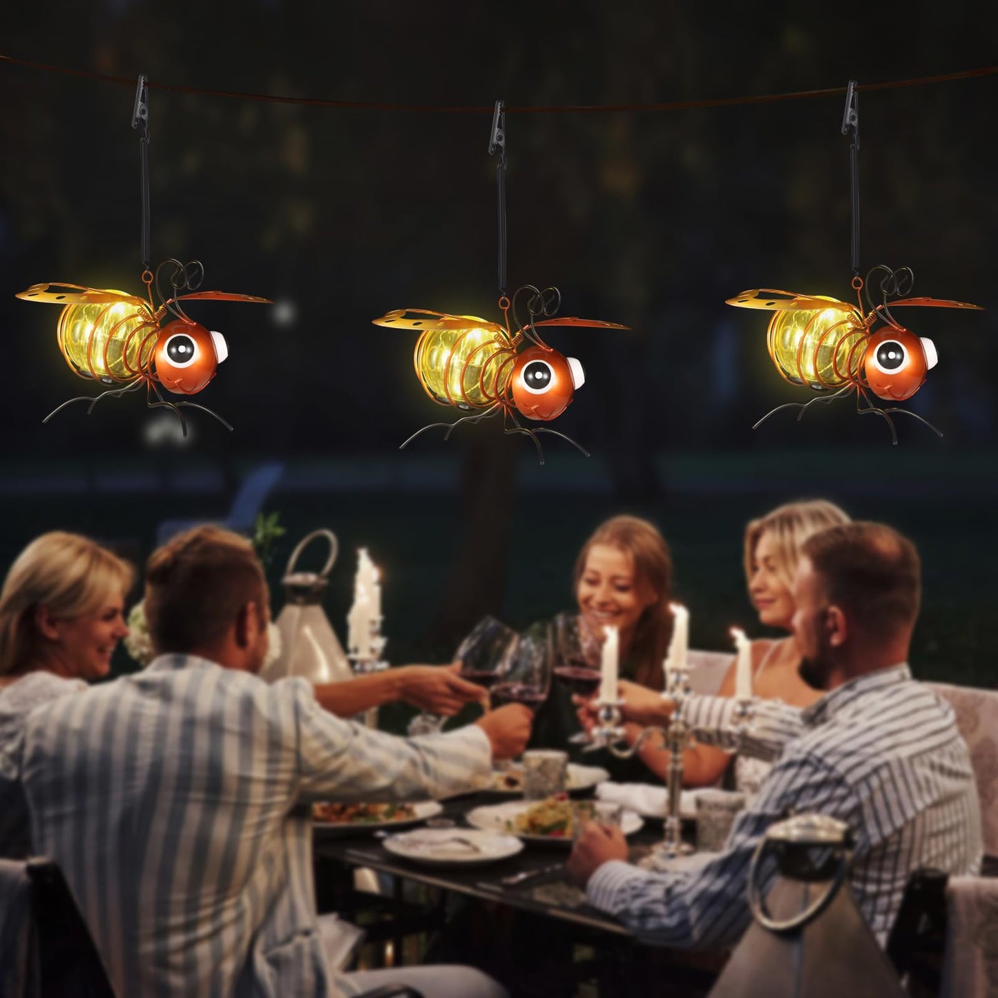 Bee Solar Outdoor Hanging Lantern Creative Small Sculpture Lights Durable Waterproof Used for Party Festivals Garden Decor Birthday Gifts for Grandma Mon Women