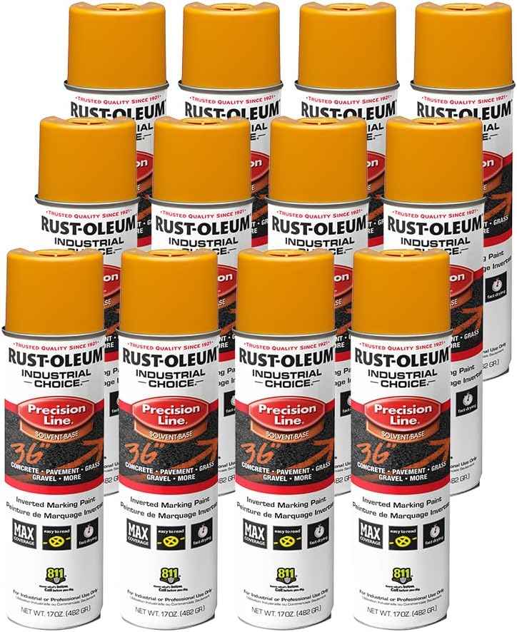 Fluorescent Orange Marking Spray Paint - Rust-Oleum 12 Pack, 17 Oz Inverted Solvent-Based