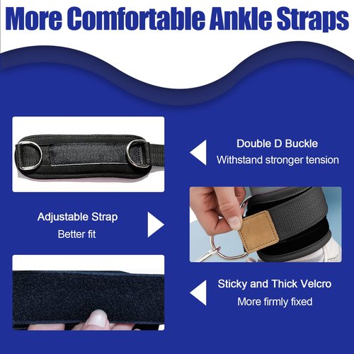 Ankle Resistance Bands with Cuffs for Leg Booty Butt Lift Workout Equipment - Kickbacks Hip Leg Glute Fitness Training Exercise Bands with Ankle Cuffs for Men Women