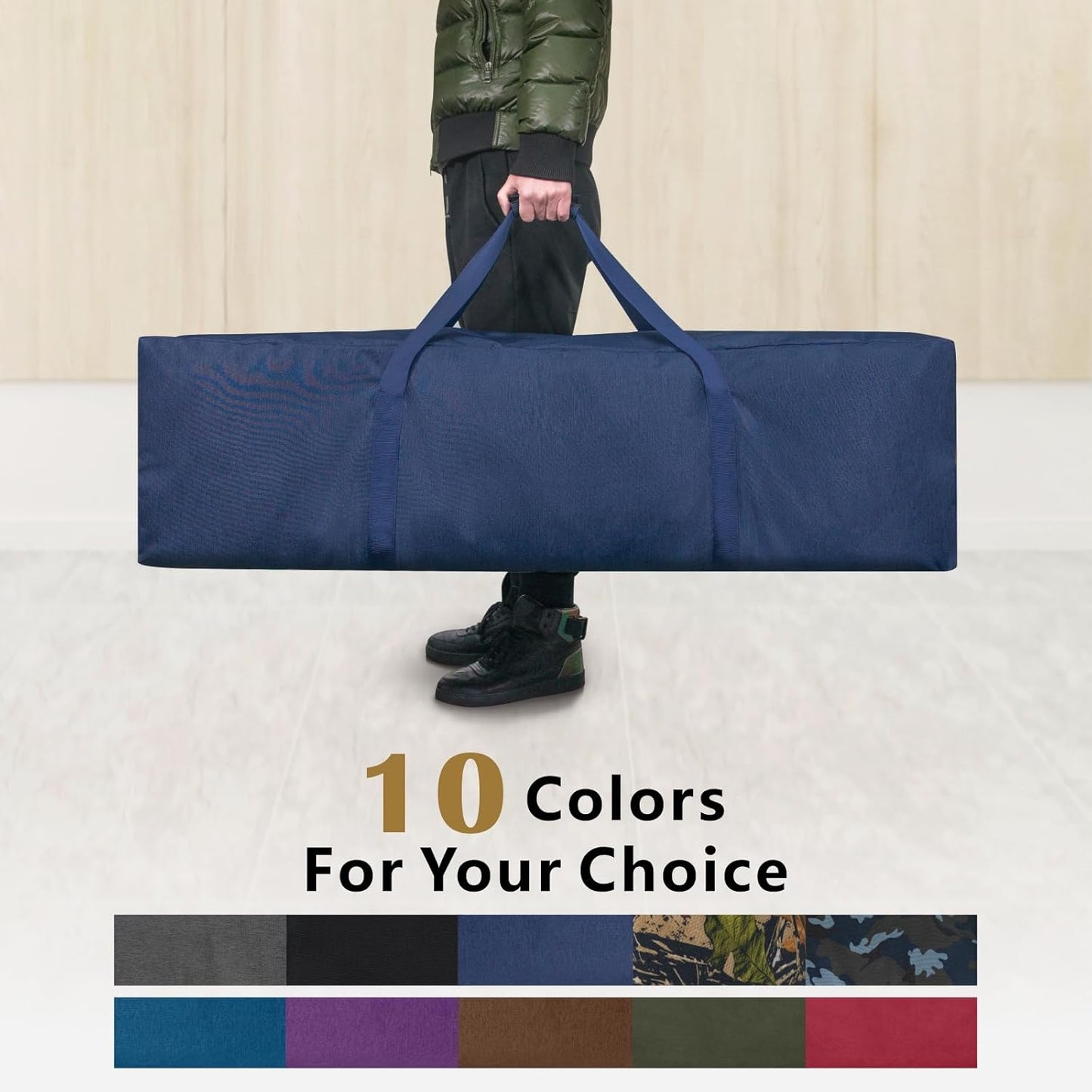 TOPDesign Extra Large Zippered Duffel Bag - 46 Inch Waterproof Travel & Sports Storage (Grey)