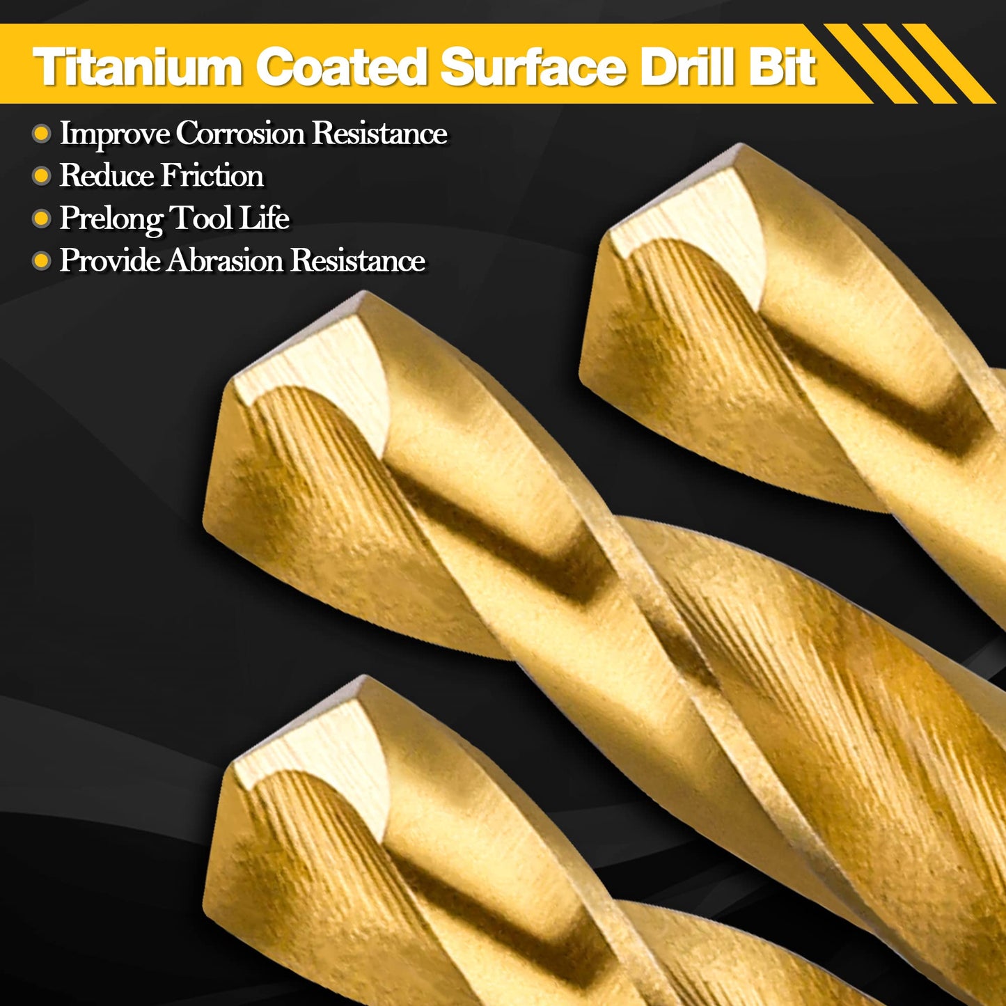 1/8" Titanium Drill Bits, HSS Metal Jobber Length Twist Drill Bits, 135° Split Point, Suitable for Drilling in Metal, Plastic, Wood, Pack of 20pcs, BECOLLO…