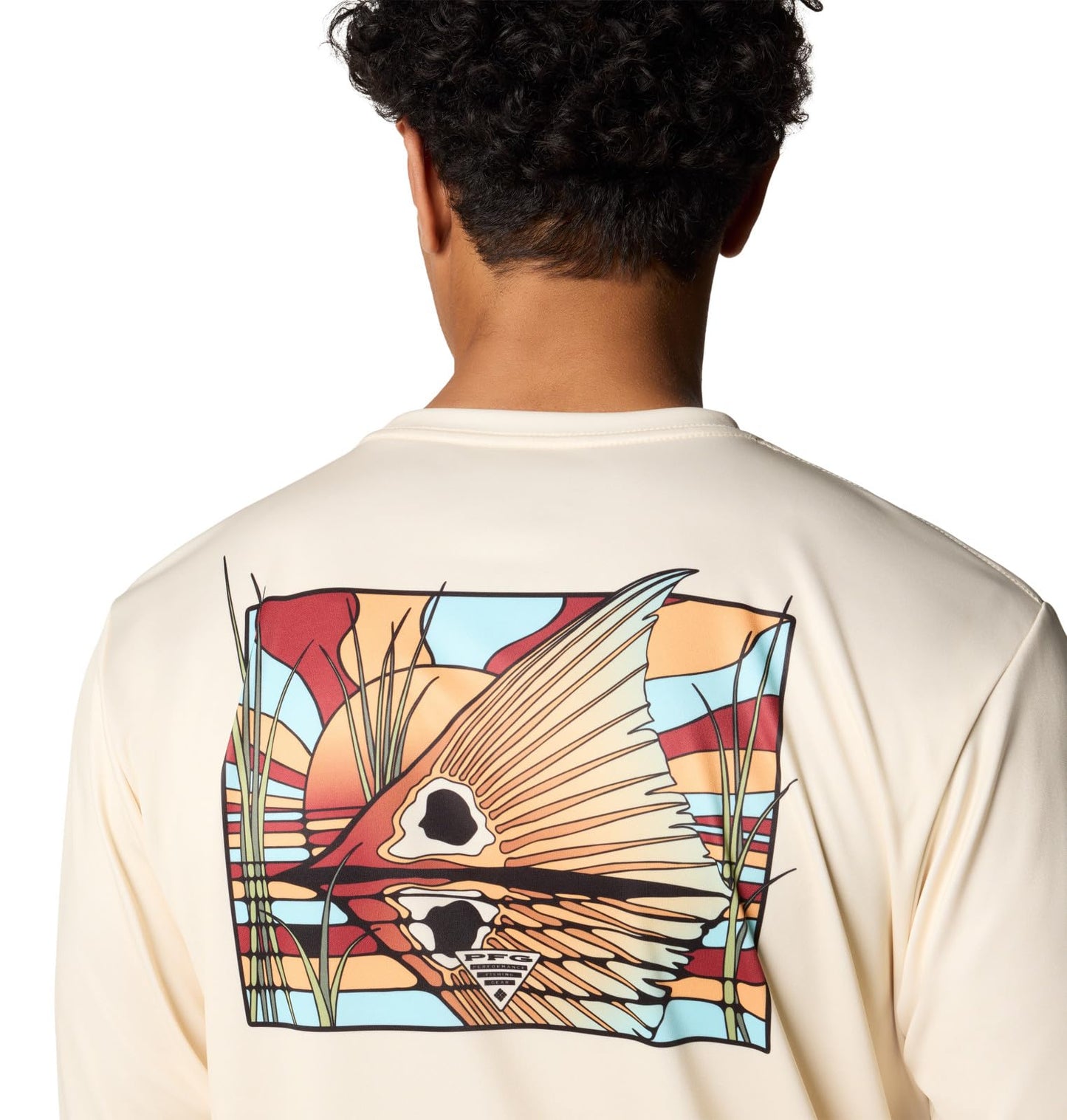 Columbia Men's Terminal Tackle PFG Fish Shine Long Sleeve, Lemon Wash/PFG Redfish Shine, X-Large
