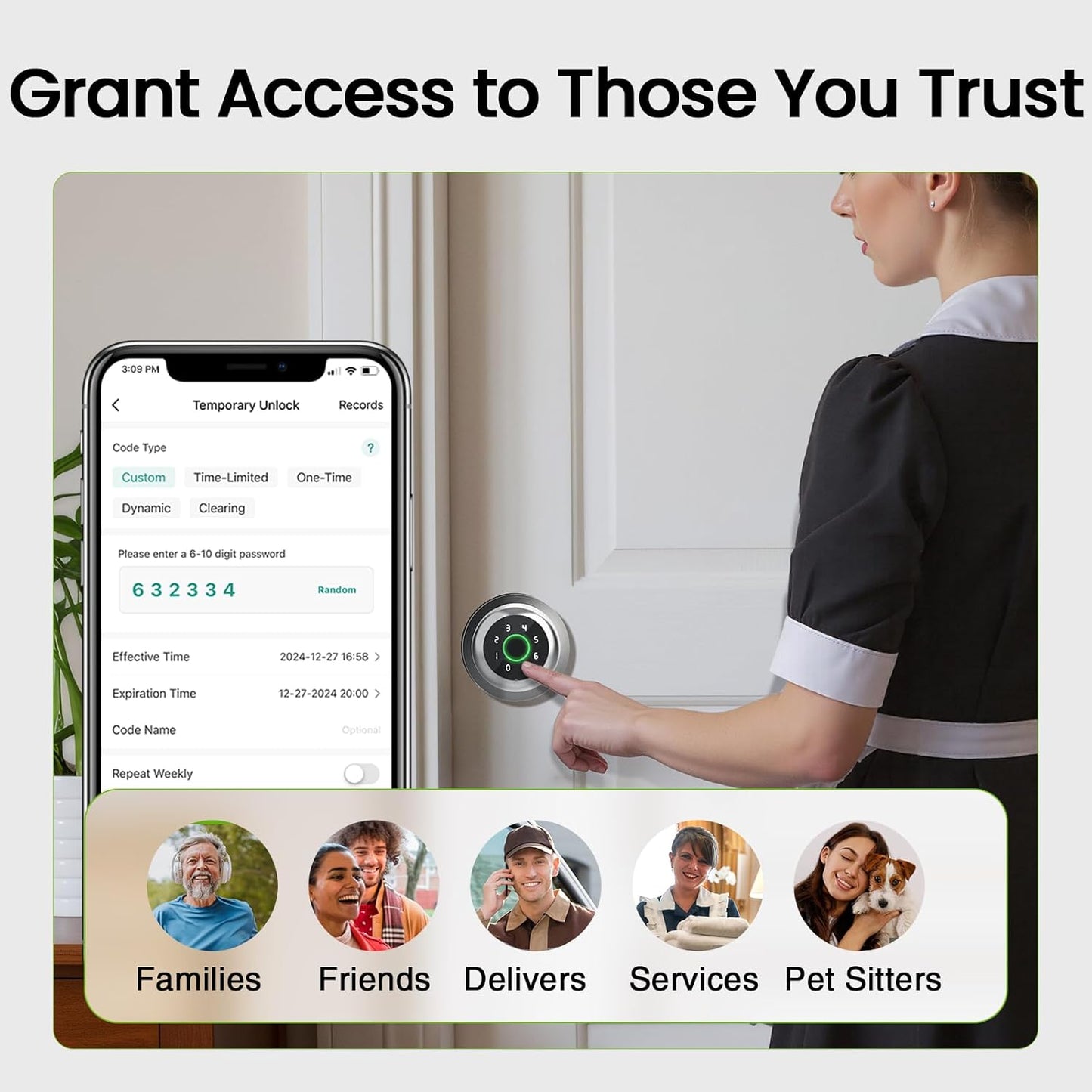 Smart Fingerprint Door Lock with App Control - 3-in-1 Biometric Knob for Home & Office