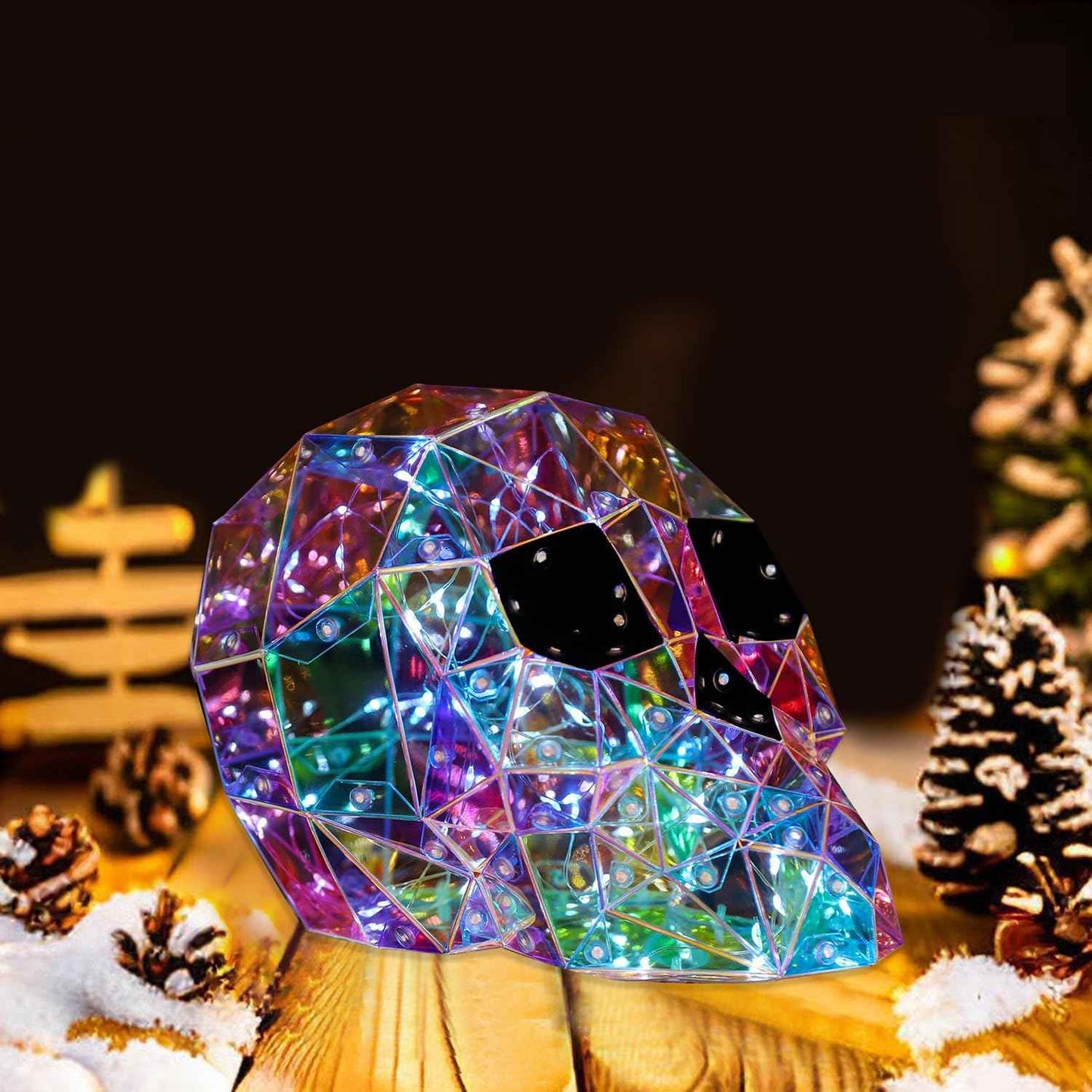 Spooky Ghost LED Lights - 2 Pcs Prismatic Iridescent Halloween Decorations for Indoor Use