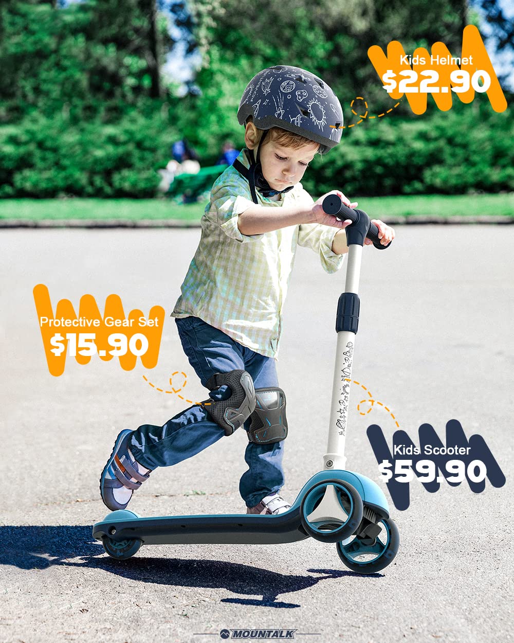 MOUNTALK Kids/Toddler Unisex Skate Pads Protective Gear Set with Elbow, Wrist & Knee Pads (Pink, 3-8 Years, Skateboarding, Cycling, Skating)