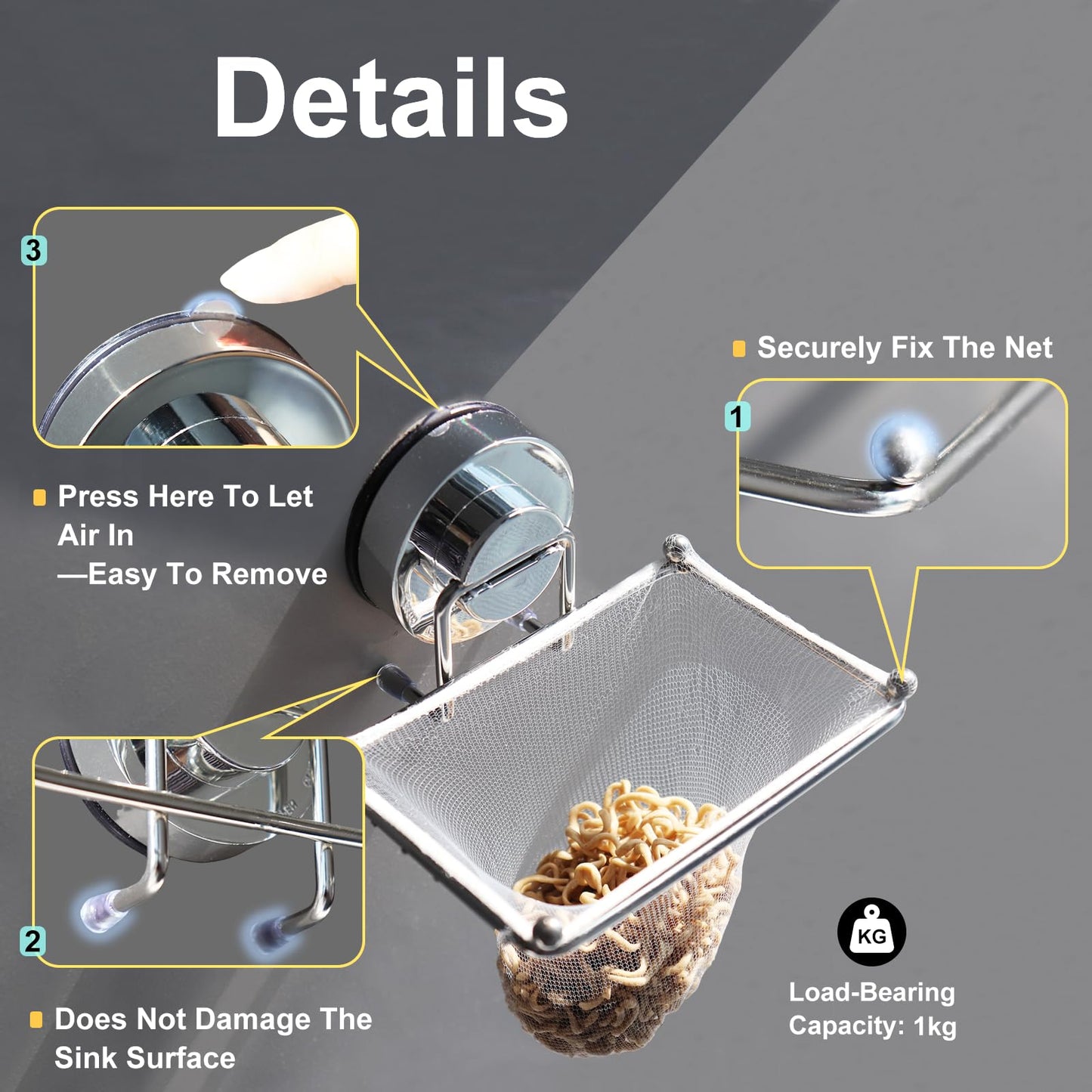 Mamakura Sink Drain Strainer Basket for Food Waste, Upgraded Strong Suction Kitchen Food Catcher Filter,stainless steel Sink Strainer for Small Sink