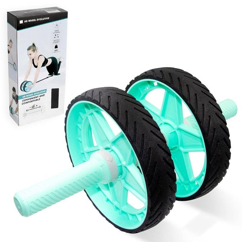 CHNApin Double-Wheel Ab Roller for Core Training – Rebound Design with Adjustable Elastic Band, Silent Non-Slip Wheels, Detachable Build, Knee Pad & Bands – Home Gym Gear for Men/Women (Green)