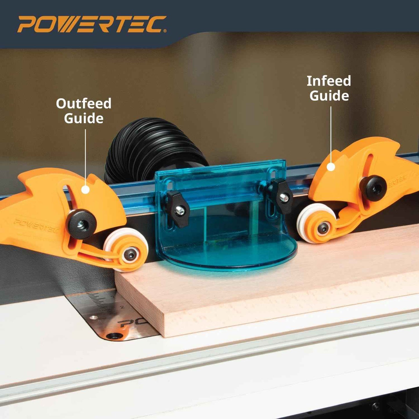 POWERTEC Adjustable Roller Stock Guide for Table Saw & Router - Enhance Safety & Reduce Kickback (Model 71935)