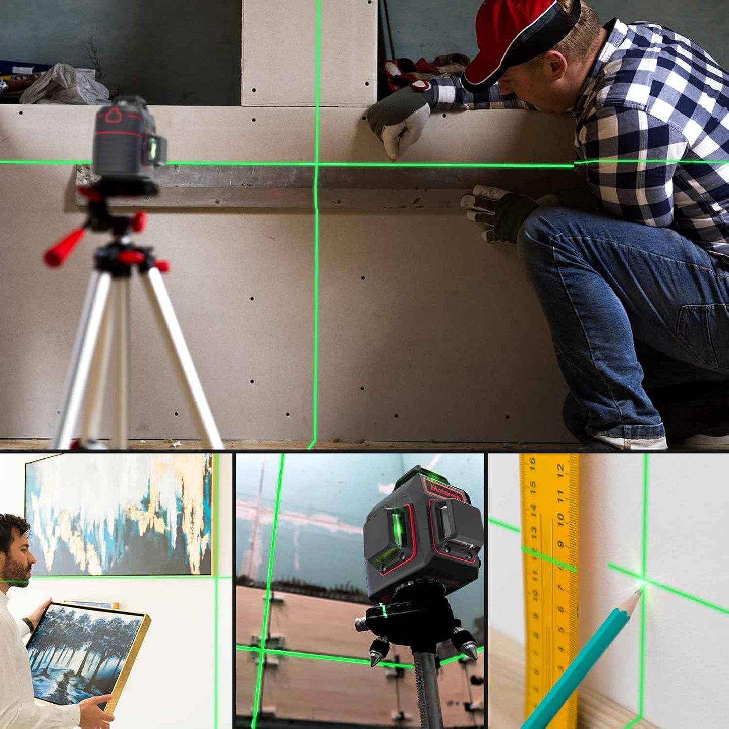 Green Laser Level with Tripod - 100ft Self-Leveling Cross Line, IP54 Waterproof, 4 Brightness Modes & Carrying Bag