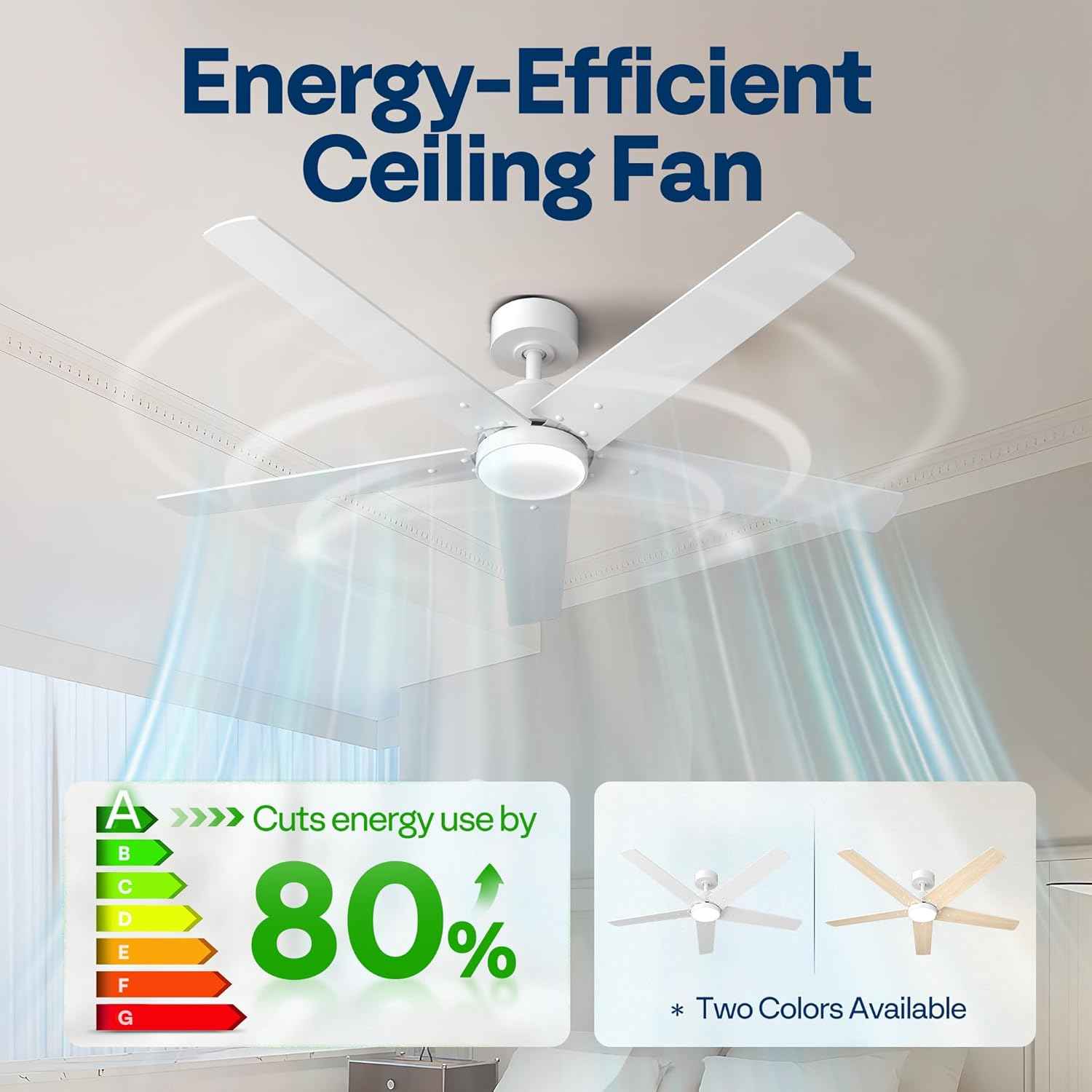 42-Inch VIVOHOME Low Profile Ceiling Fan with Lights & Remote - Dimmable, Quiet, Reversible for Bedroom & Living Room