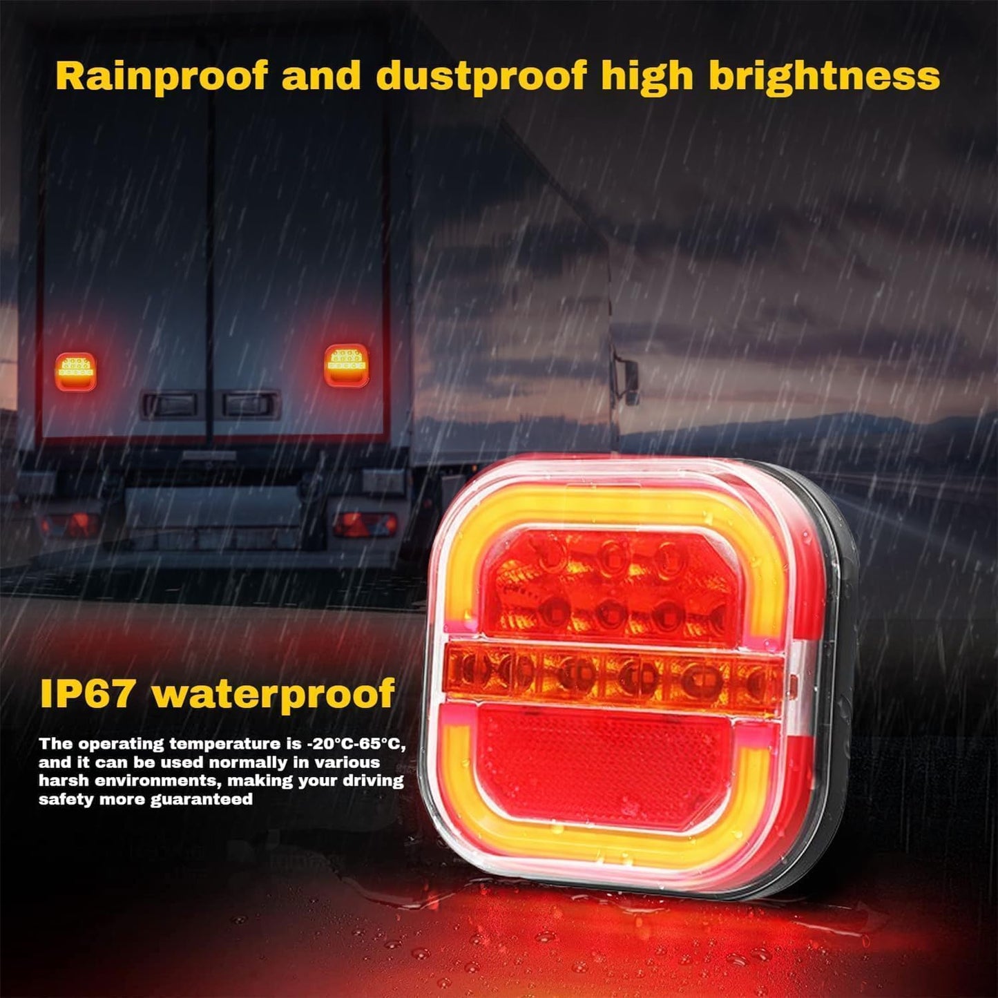 2025 Wireless Trailer Lights Kit, Magnetic Wireless Tail Lights Kit For Trailer, Wireless Tail Lights,Rechargeable Towing Light Kit With Powerful Suction Base For Trucks, Boat, Rv, Vehicle (1Set)