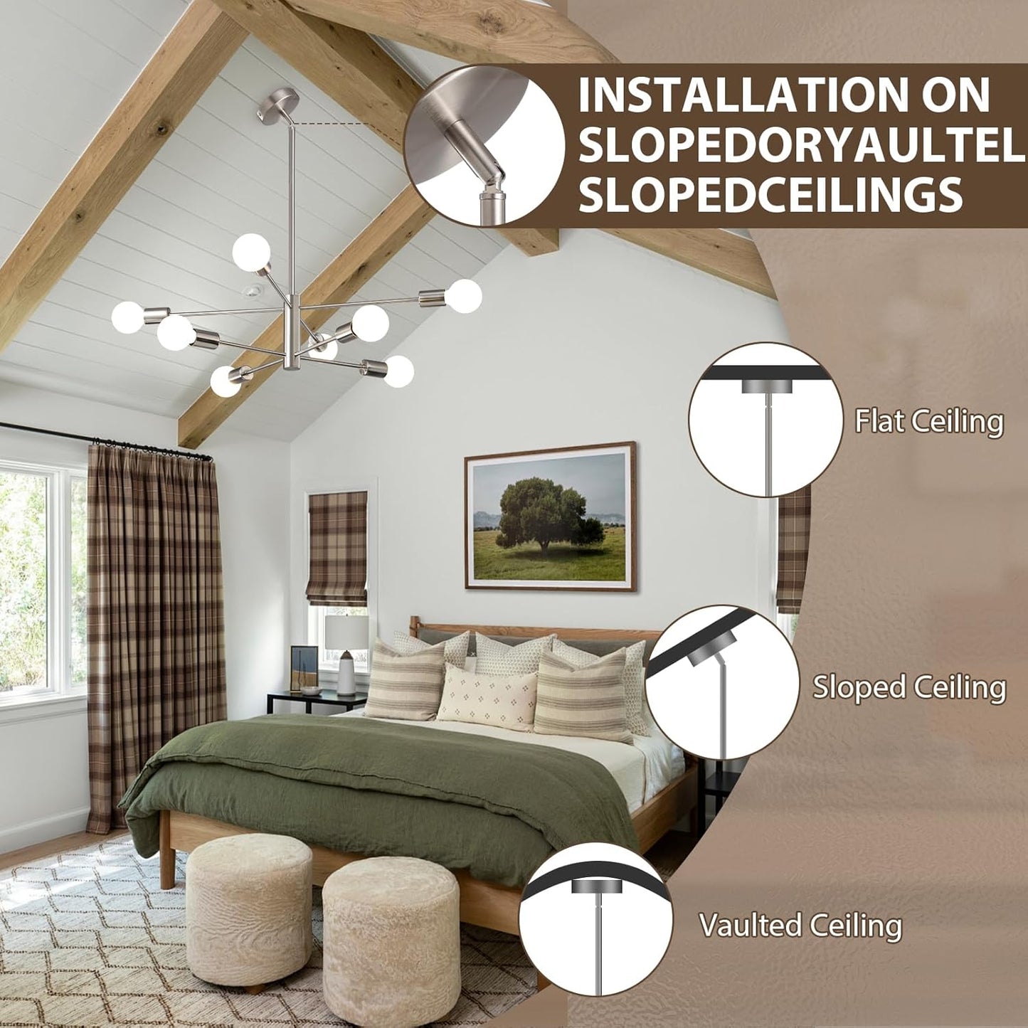 8-Light Gold Sputnik Chandelier - Modern Adjustable Ceiling Light for Dining Room, Kitchen & Foyer