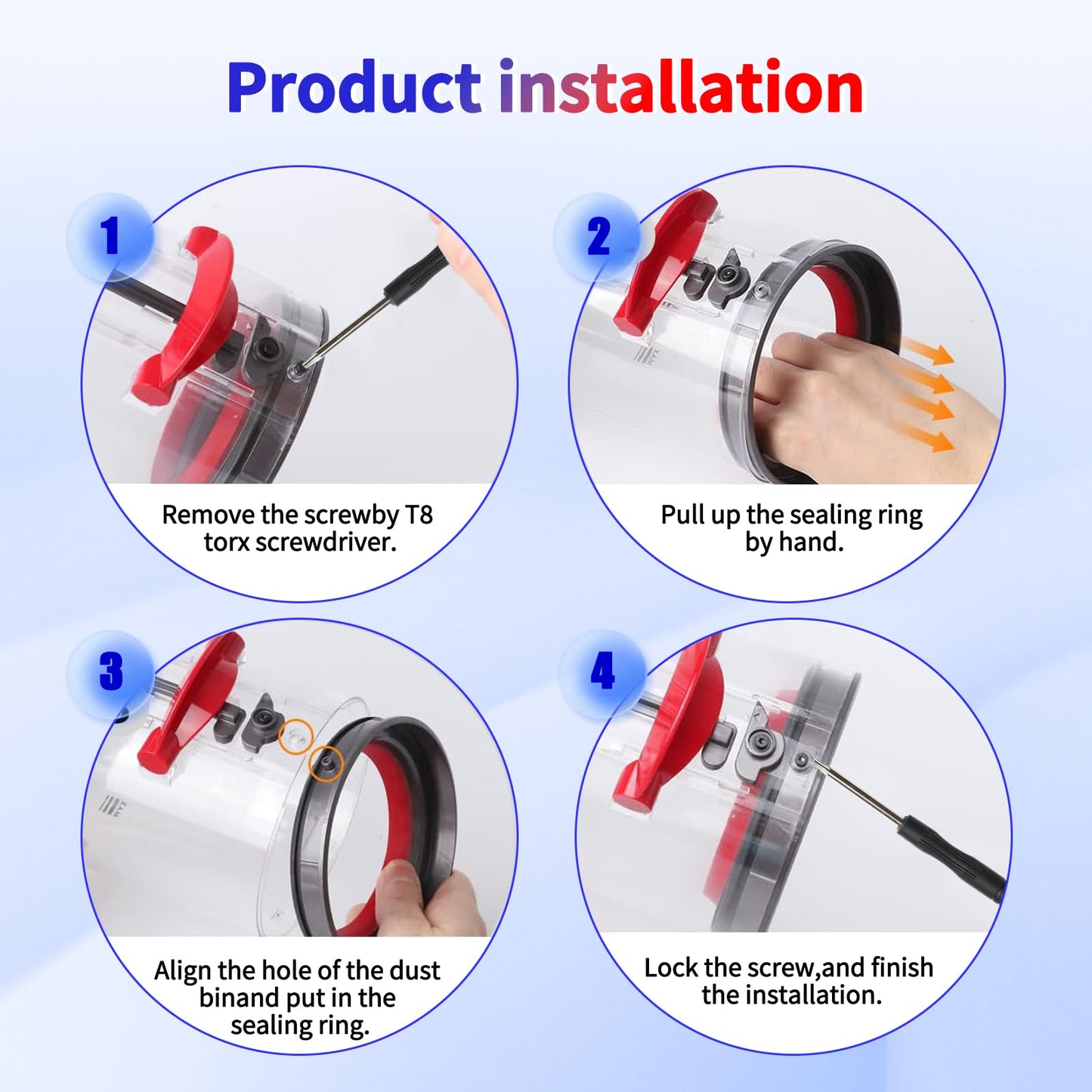 Dust Bin Fixed Sealing Ring Replacement Parts Compatible with V10 SV12 Cordless Vacuum Cleaner,Dust Bucket Accessories