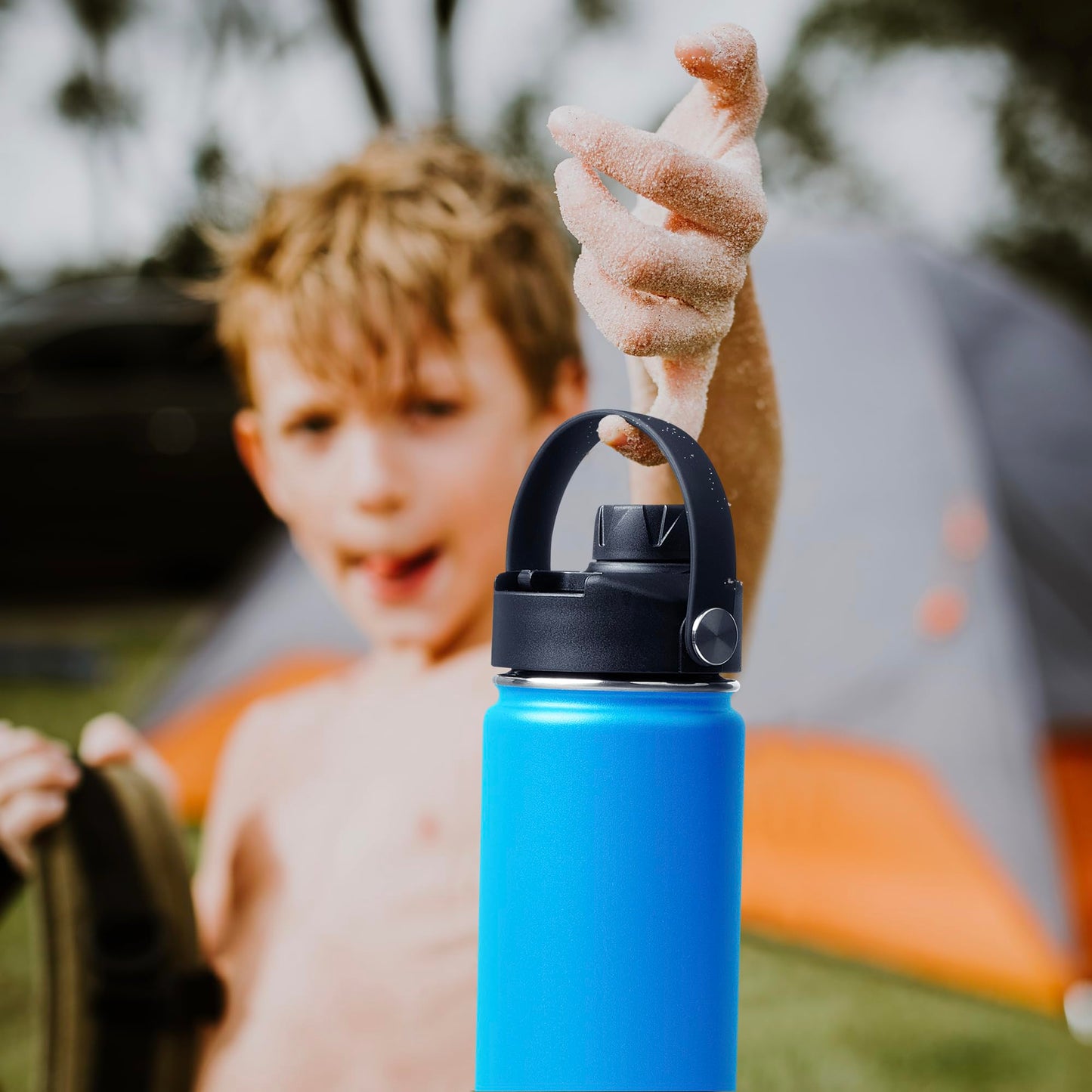 ThermoProof Wide Mouth Bottle Replacement Spout Lid – Leakproof, BPA-Free with Flexible Handle, Compatible with Hydro Flask, Iron Flask, Takeya, Simple Modern & ThermoProof 22oz Bottles-Black