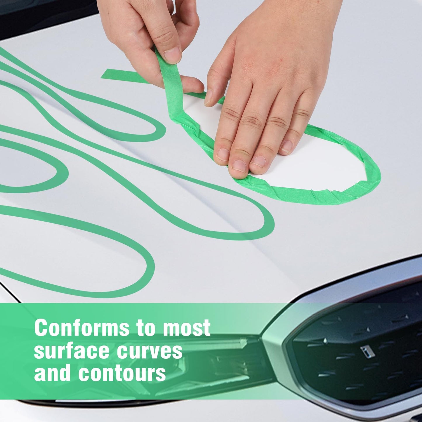 4 Pack Automotive Refinish Masking Tape 17mm×50m Green Masking Tape Automotive Painters Tape, Heat Resistant Green Painters Tape for Car Edges Repair Packaging Masking