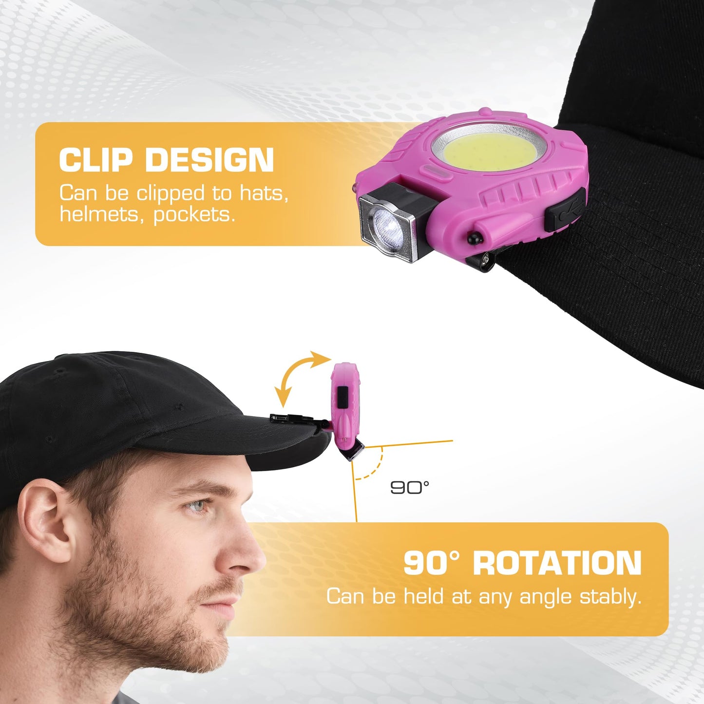 EverBrite Keychain Work Light, Hat Clip Light, Mini Rechargeable Magnetic Keychain Light with Sensor Mode, Versatile Small Keychain Flashlights, Portable, Waterproof for Camping, Hiking, 6 Modes, Pink