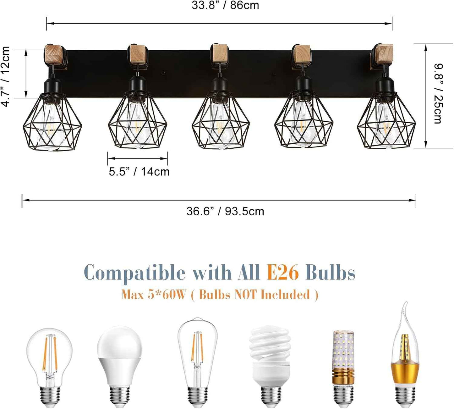 Farmhouse 3-Light Bathroom Vanity Light Fixture - Rustic White Wood Sconces for Mirror