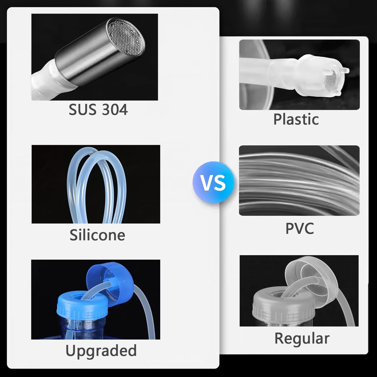 Food Grade Silicone Water Pump Hose and Weight Block Set for 5 Gallon Water Bottle Pump,Rubber Pipe Hose Tube Replacement for Charging Automatic Drinking Water Pump and Desk Water Dispenser (Ft 3.2)