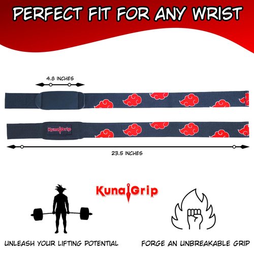 Anime Lifting Straps - Padded Wrist Straps for Weightlifting, Bodybuilding, Gym Workouts, Powerlifting, Deadlifts & Fitness (Soft Cotton 23.5 inch, 1 Pair) (Clouds)