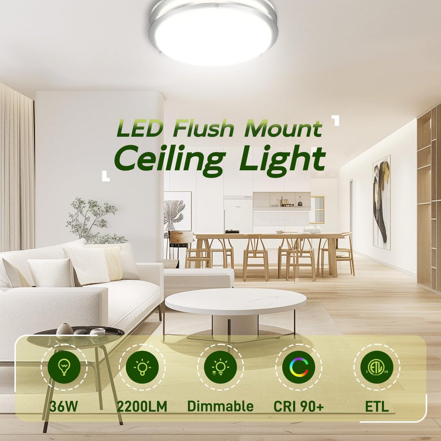 Adjustable 13-Inch Gold LED Flush Mount Ceiling Light Fixture - Dimmable 2700K-5000K for Hallway, Bathroom & Kitchen (2-Pack)
