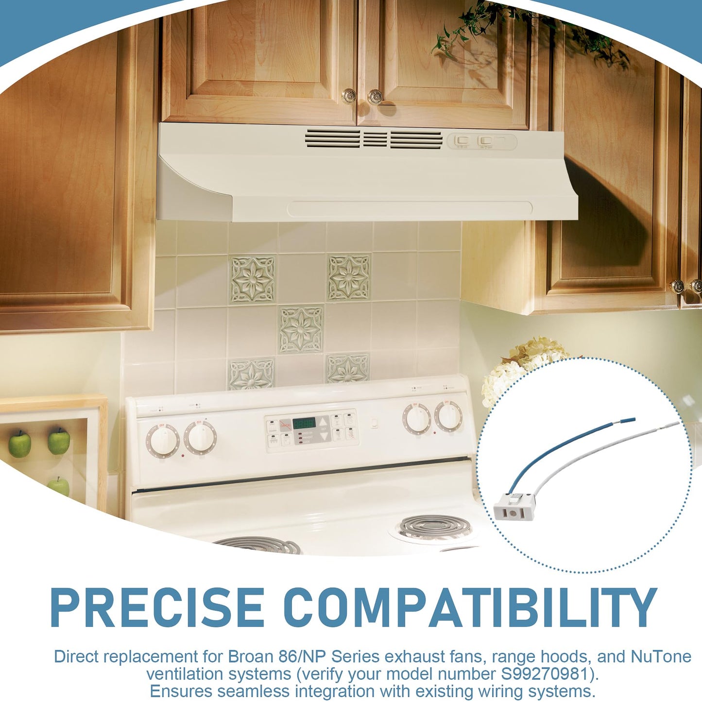 S99270981 Replacement Power Cord Connector for Broan & NuTone Exhaust Exhaust Fan, 10A 125V 18AWG Electrical Outlet, 1 Pc