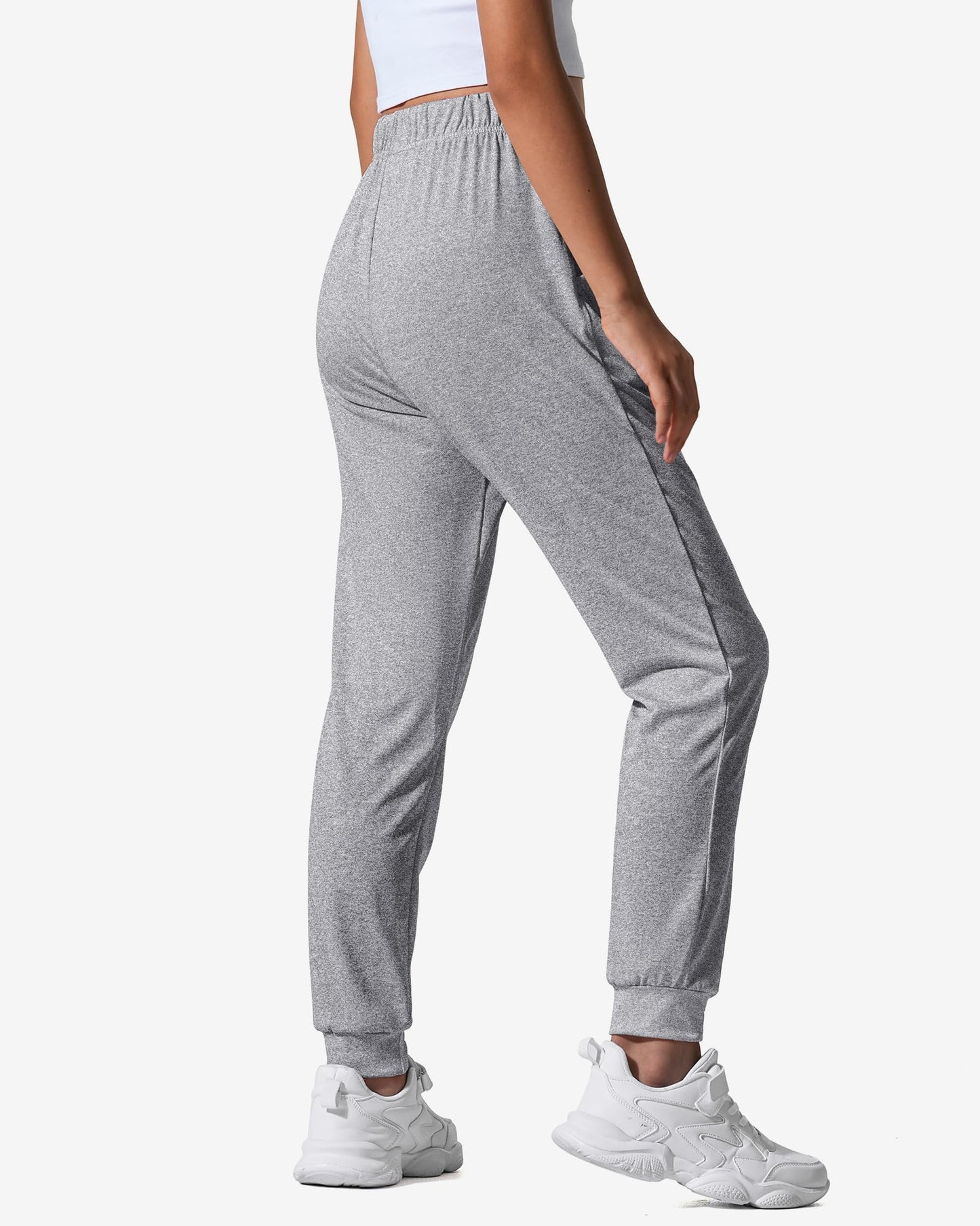 Auranso Girls Joggers 3 Pack Quick Dry Casual Sweatpants Kids Athletic Lounge Joggers Boys Active Running Pants with Pockets 11-12 Years Black Grey Rose-red