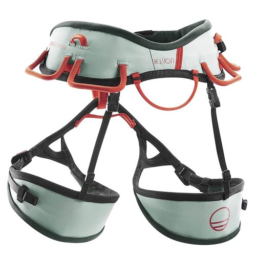 Wild Country Session Women’s Rock Climbing Harness - Adjustable Harness for Sport & Trad Climbing - Aquifer/Orange - Medium