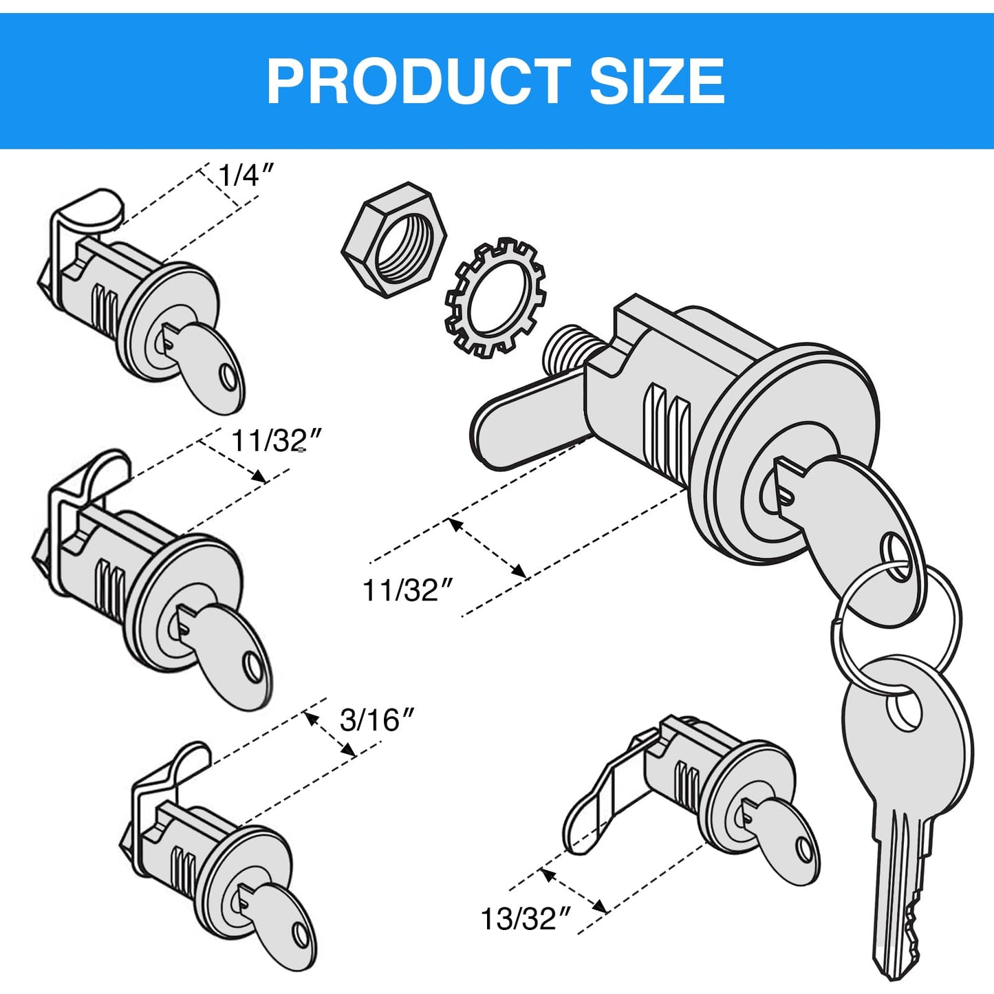 Mailbox Lock Replacement - Universal Mailbox Locks with 4 Keys - Easy to Install Mail Box Lock and Key Set - Durable and Secure Lock Replacement with 4 Keys for Almost All Locking Mail Boxes
