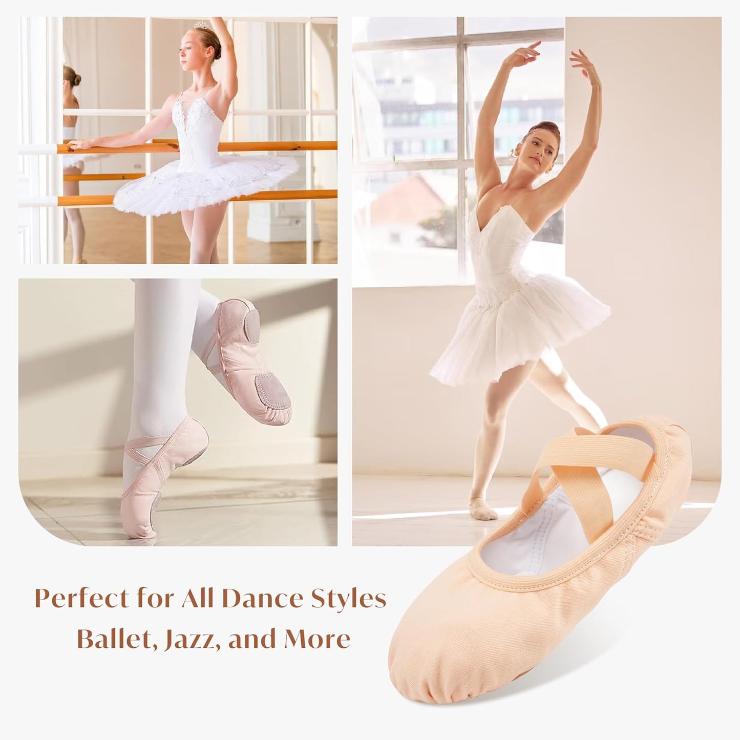 Stelle Ballet Shoes - Highly Stretch Canvas Dance Slippers for Women | Non-Slip Yoga Flats