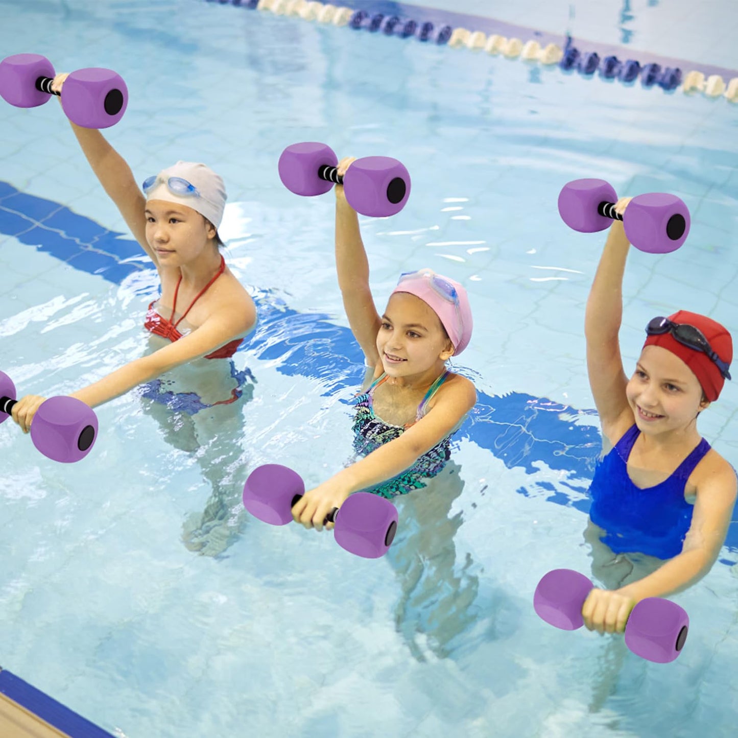 Water Dumbbells, 2Pack Aquatic Exercise Dumbbells, EVA Foam Barbells for Men Women Water Workouts (Purple)