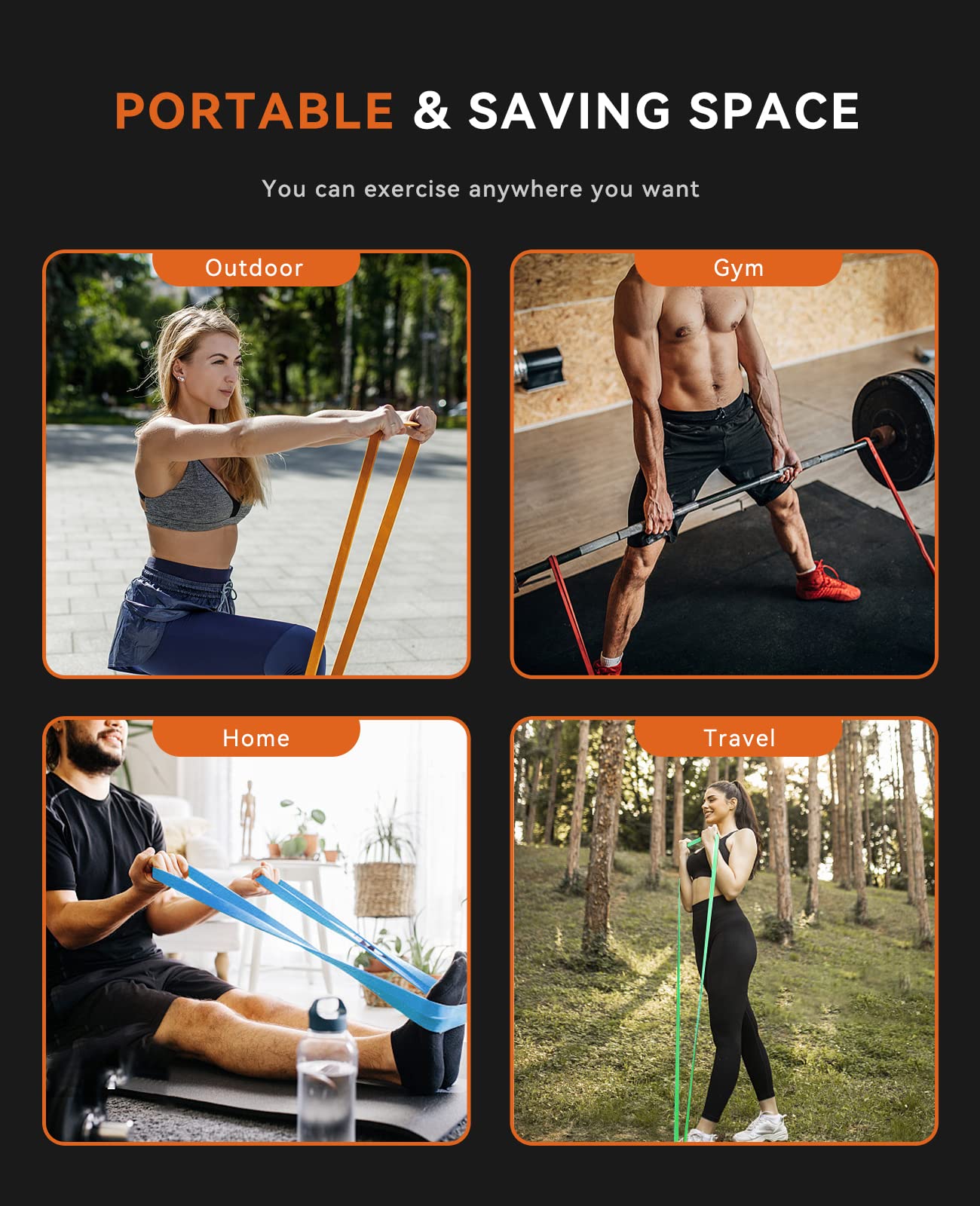 SUNPOW Pull Up Assistance Bands, Set of 4 Heavy Duty Resistance Bands for Men & Women, Natural Latex Exercise Bands for Pull-Up Progression, Home Workout, Strength Training, Mobility & Stretching