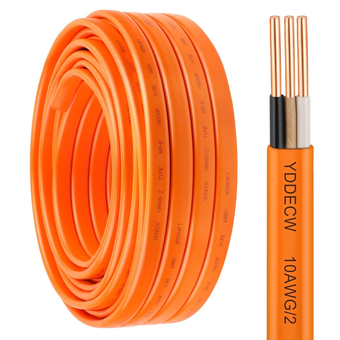 14 Gauge NM-B Wire with Ground - 50FT Pure Copper Indoor Electrical Cable for Outlets & Switches