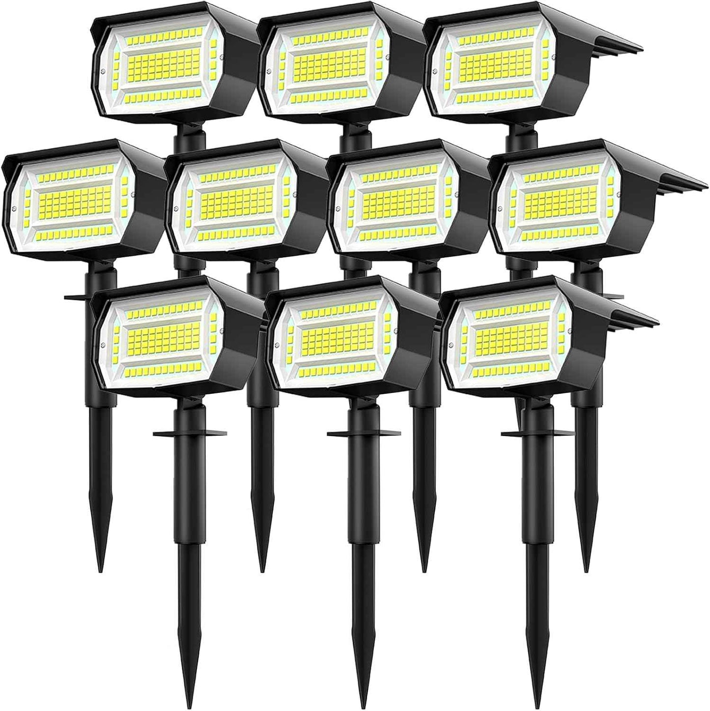 10 Pack Solar Spot Lights - Waterproof IP67 Landscape Flood Lights with 72 LEDs, 3 Modes, Auto On/Off for Garden, Lawn, Patio & Driveway (Cool White)