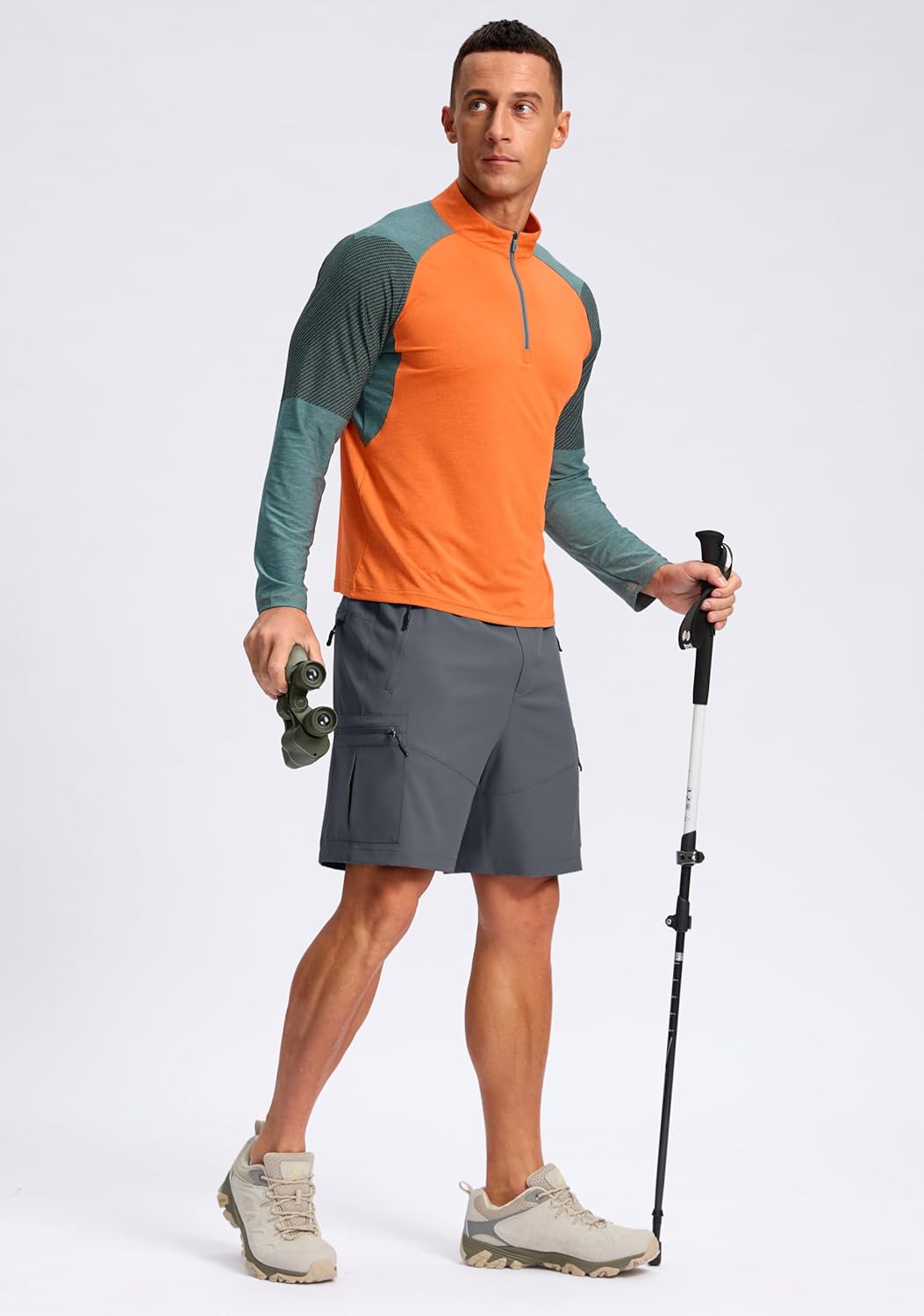 Pudolla Men's Hiking Cargo Shorts - Lightweight Outdoor Shorts with 5 Zipper Pockets | 9"/7"/11" Sizes