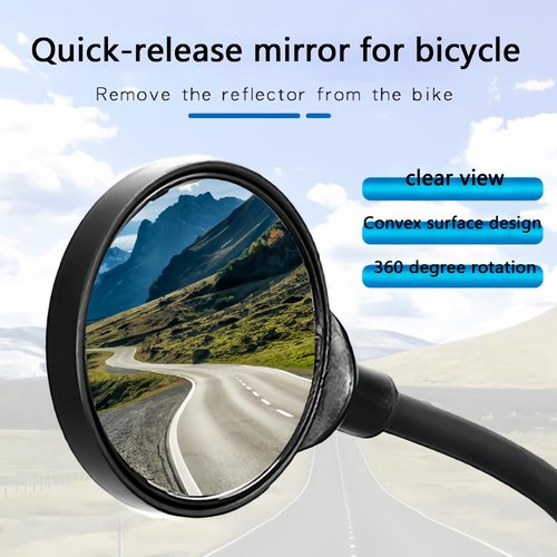 Adjustable and Rotatable Wide Angle Bicycle Rearview Mirror General Shock Proof Convex Mirror for Bicycle Mountain Bike and Electric Car Handle(1 piece)