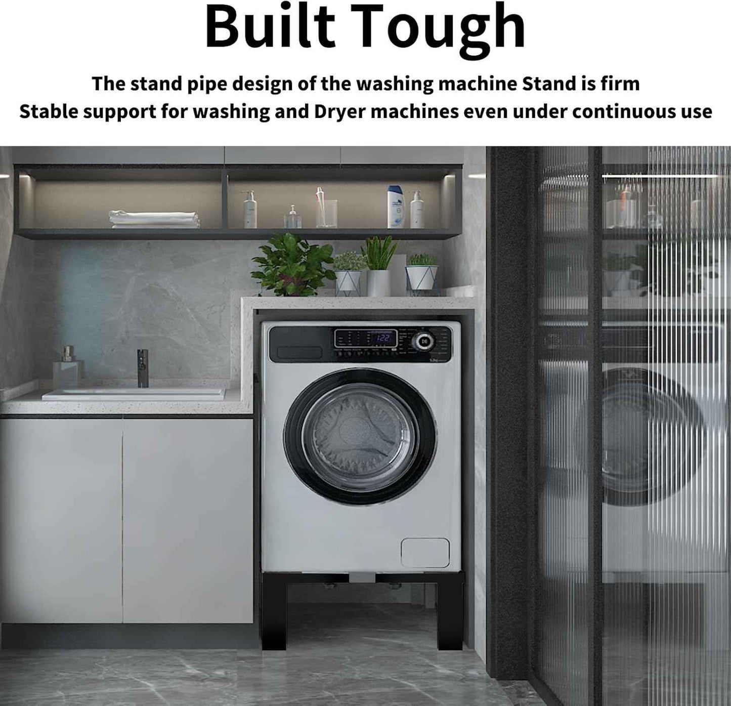 Heavy Duty Stainless Steel Mini Fridge & Washer Dryer Stand with 4 Strong Feet - Universal Appliance Base (Large)