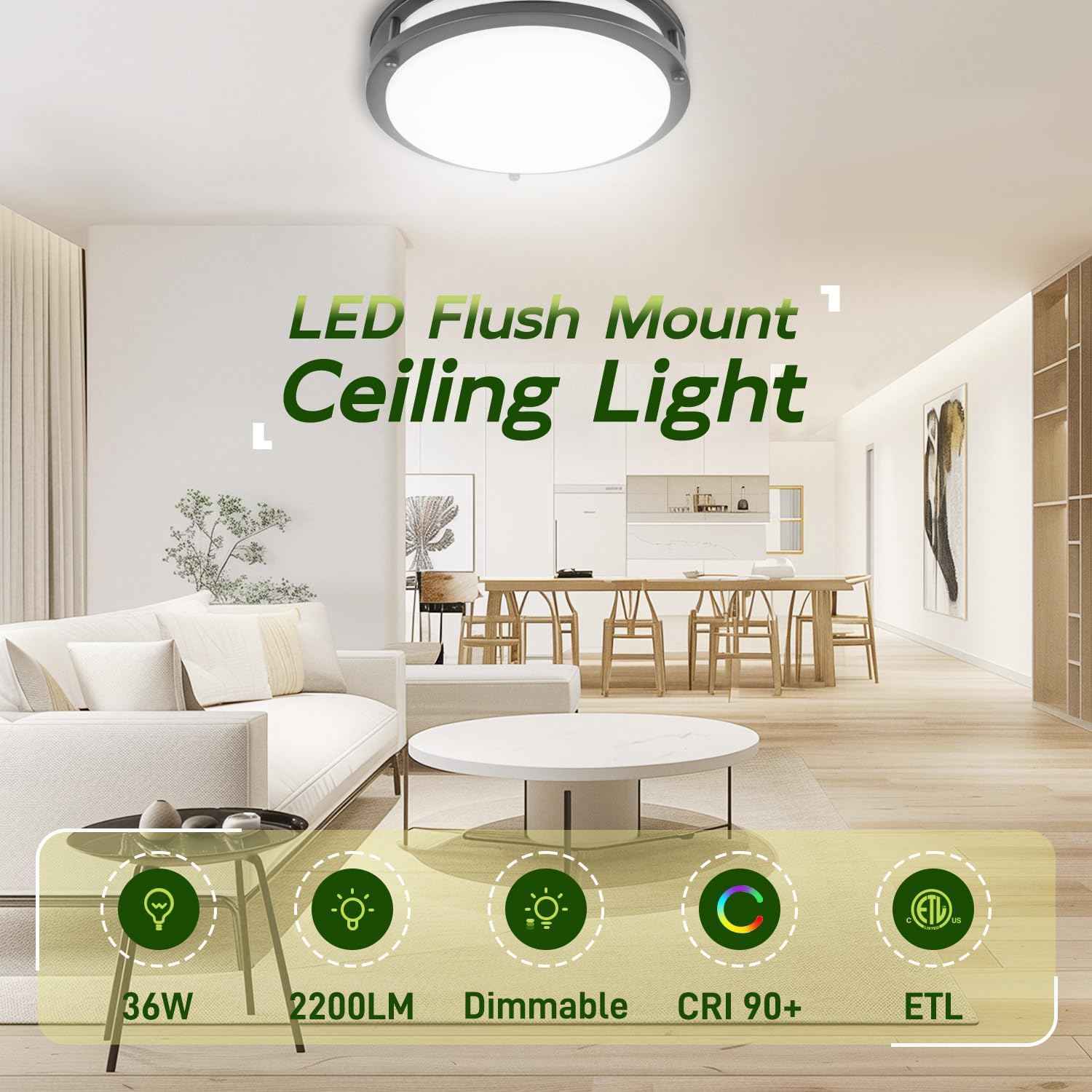 Adjustable 13-Inch Gold LED Flush Mount Ceiling Light Fixture - Dimmable 2700K-5000K for Hallway, Bathroom & Kitchen (2-Pack)