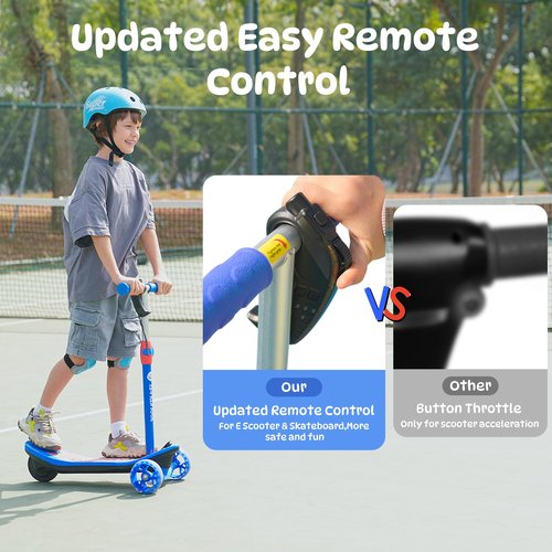 isinwheel MiniSpider Electric Scooter for Kids Ages 3-12, 2-in-1 Design, 3 Wheel Electric Scooter with Remote Controller and 2 Speeds, Nice Gifts for Kids(Blue)