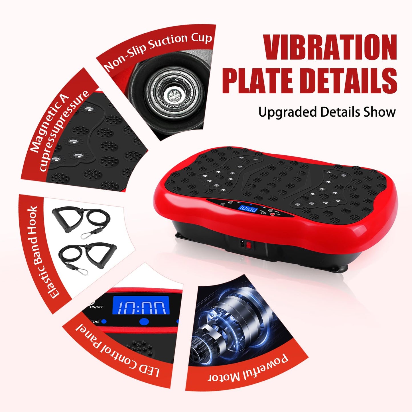 Vibration Plate Exercise Machine, Health & Fitness Full Body Vibration Platform, Portable Vibration Plate Platform for Weight Loss Home Fitness, w/Resistance Bands+Remote